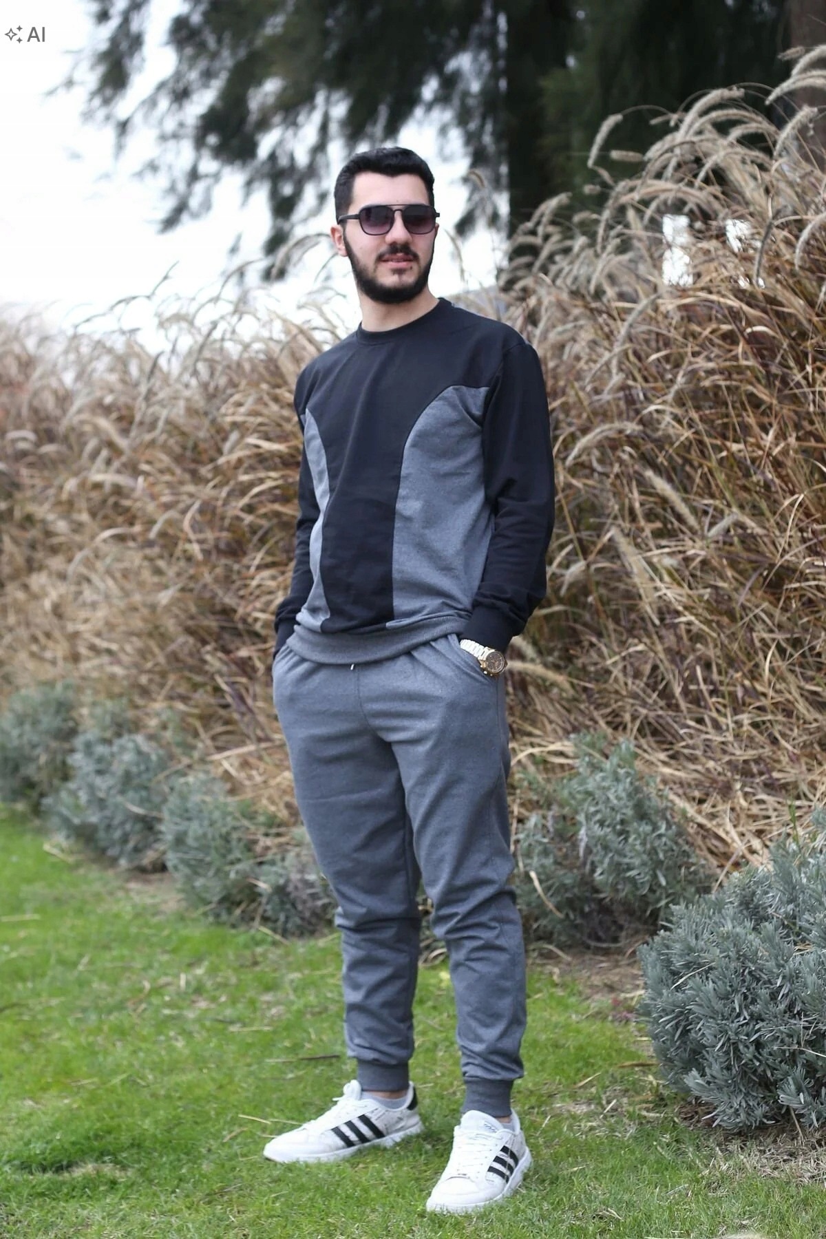 Pánský Teplákovka Hladký Sportovní Melír Casual XL 5IA