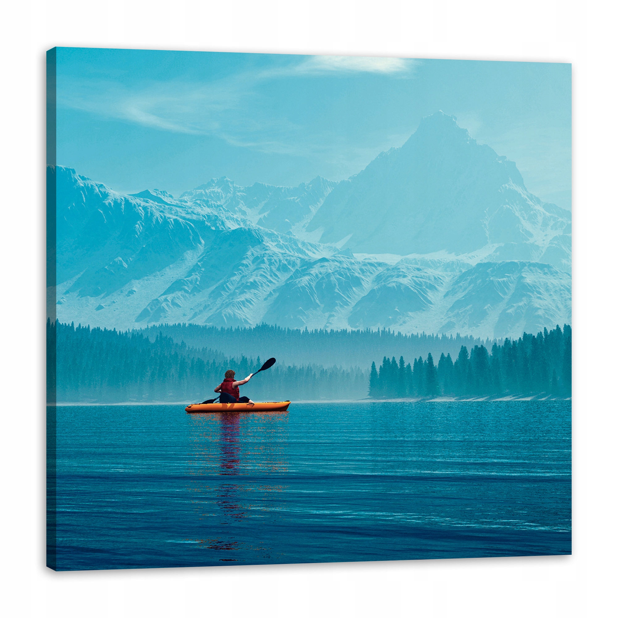 Obraz na plátně Muž na Kajaku Hory Voda Příroda 80x80 cm
