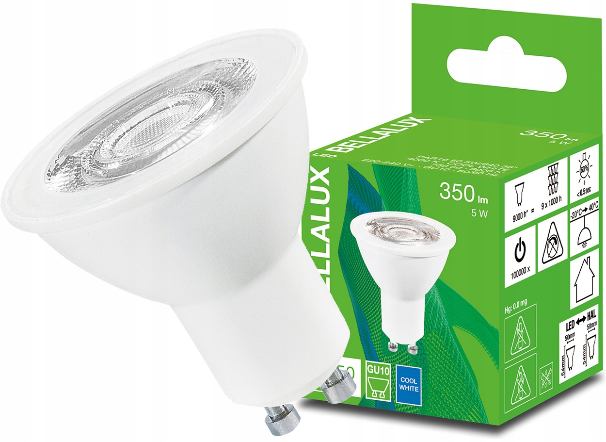 

Żarówka Led Halogen GU10 5W 50W 4000K 36D Bellalux