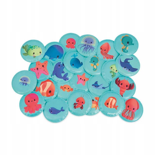 Zabawki do kąpieli - Gra memory Morskie dzieci 24 elementy 2 lata+, Janod