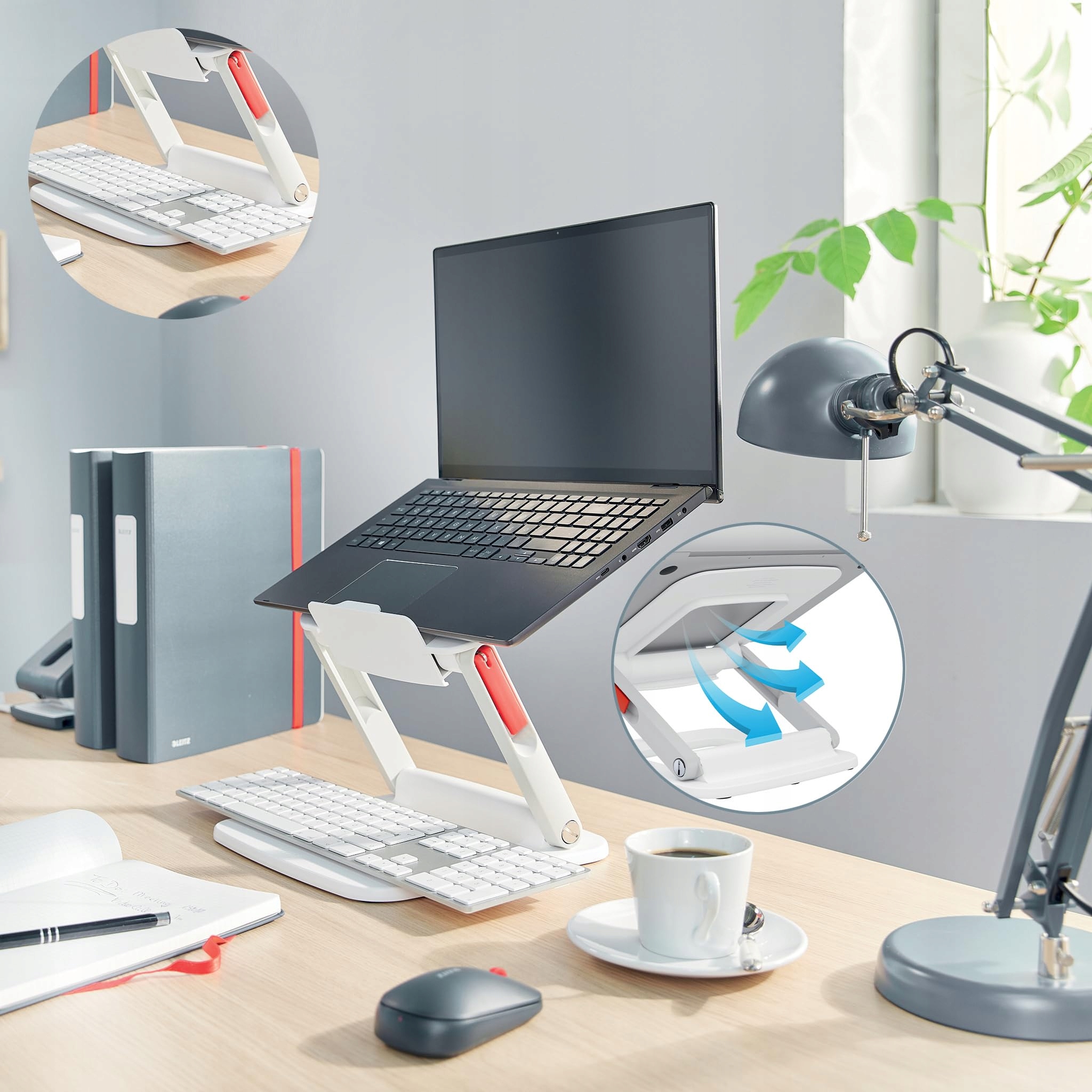 LEITZ ERGO REGULOWANY STOJAK NA LAPTOP 13-15 CAL KOMPAKTOWY BIAŁY — miniatura 5