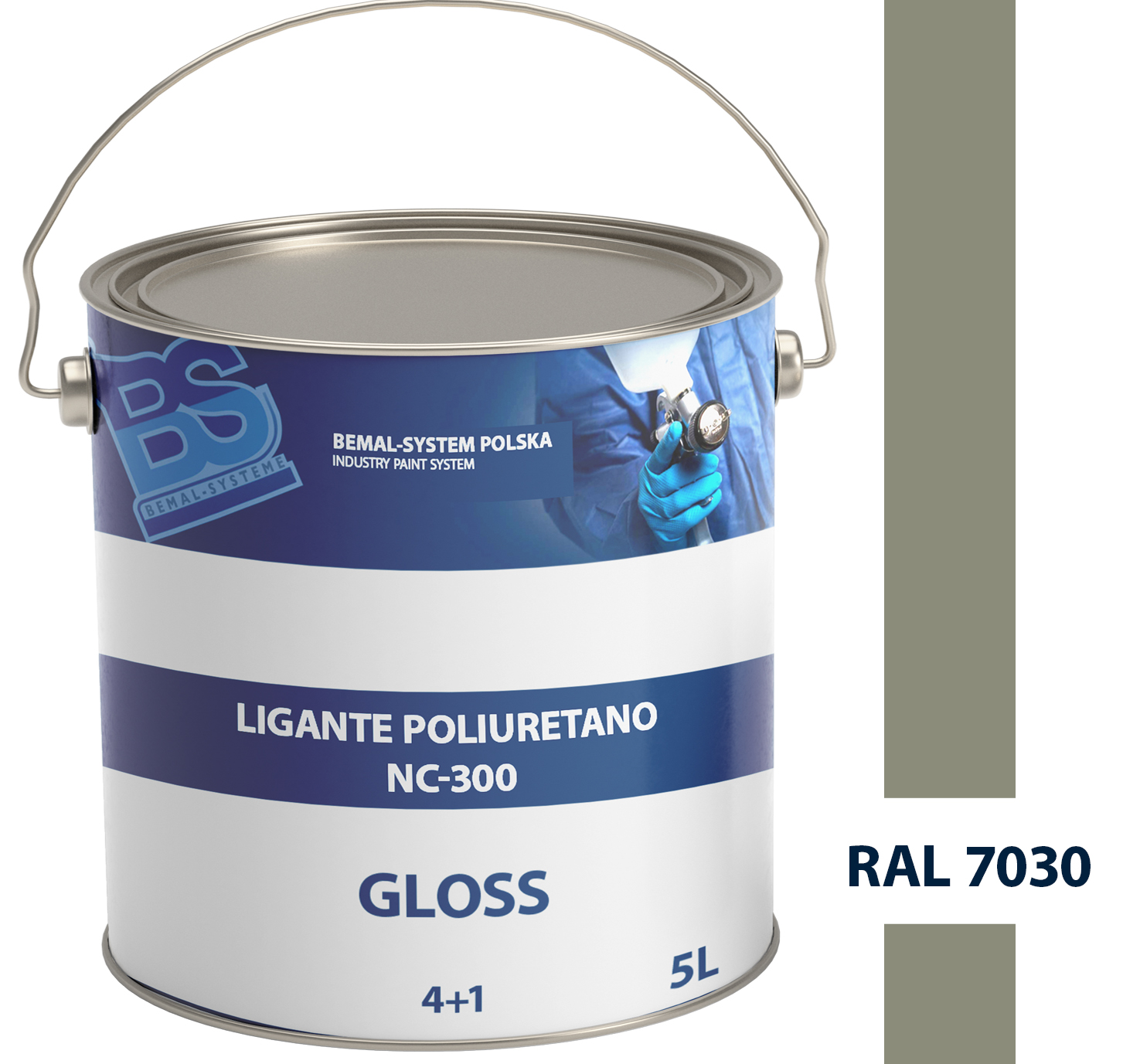 BEMAL FARBA OKRĘTOWA - LAKIER POLIURETANOWY - 5L - RAL 7030