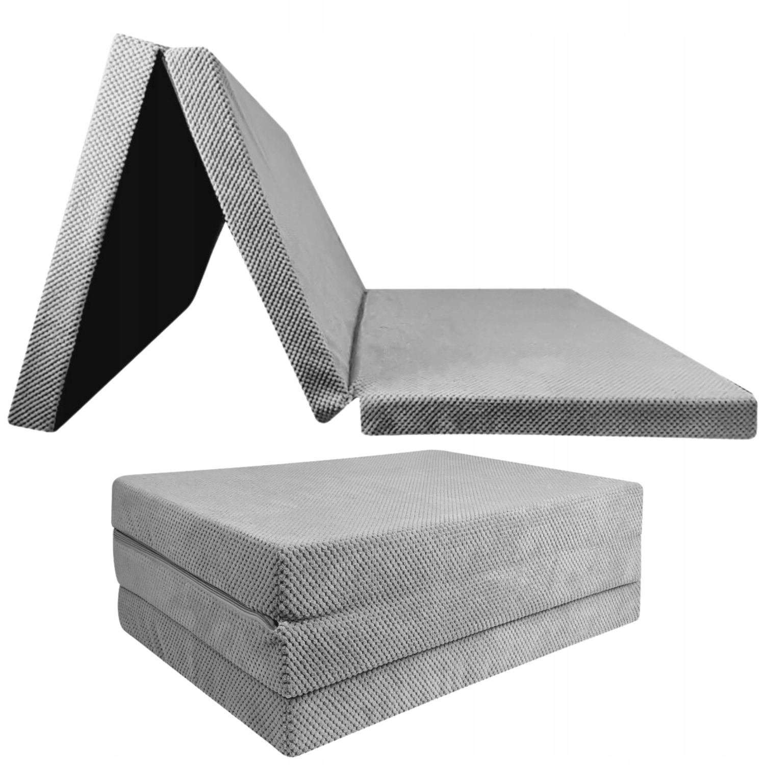 Materac składany 198x90x8 piankowy do spania dla gości podróżny szary torba