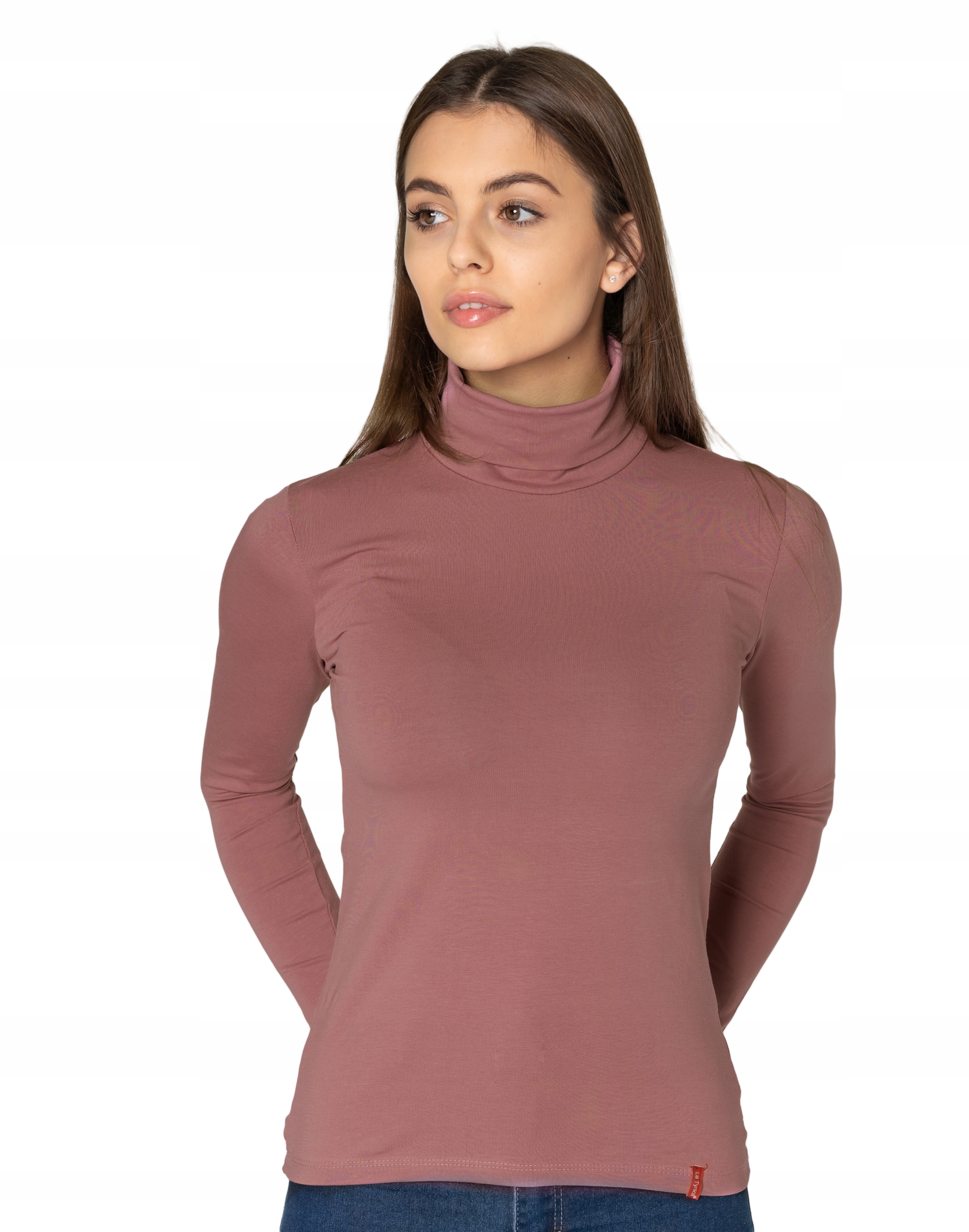 Elegancki Cienki Sweter Damski Golf Klasyczny Gładki Bawełniany 8112-24 M/L