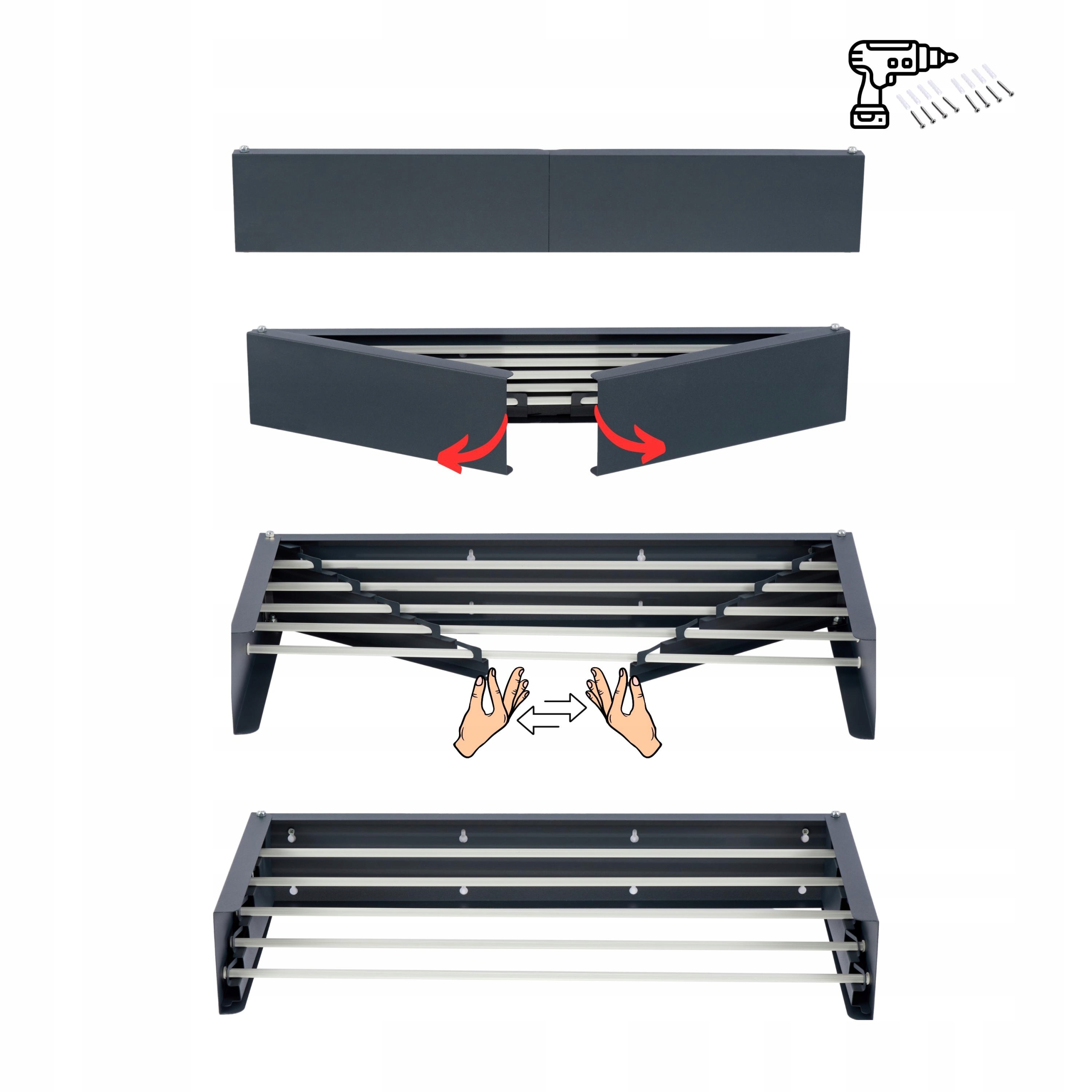 Suszarka ścienna składana na balkon, Foxydry Hide 71x35x13 cm Marka Foxydry