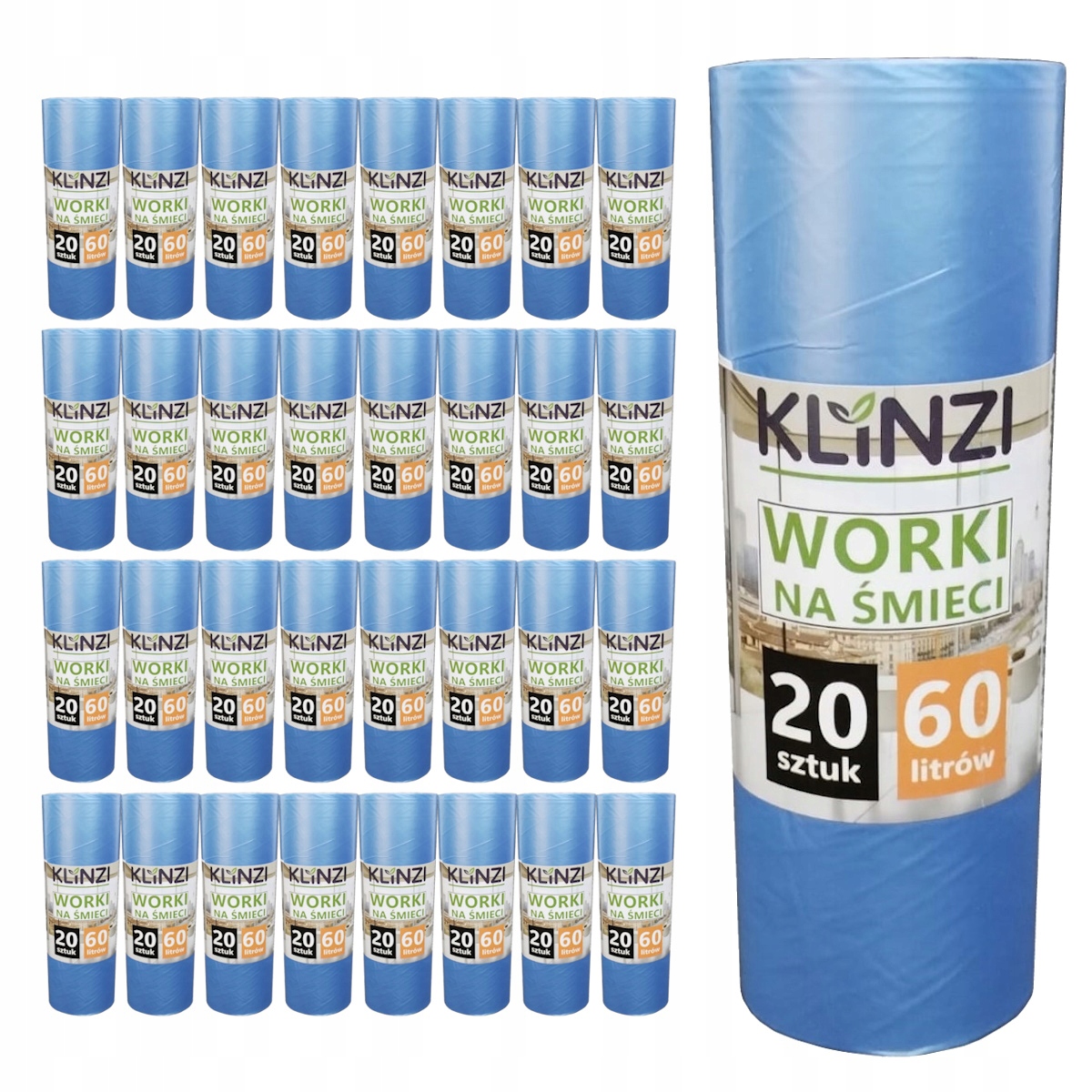 1000 Sztuk Mocne Worki Na Śmieci Klinzi 60L Hdpe Uniwersalne
