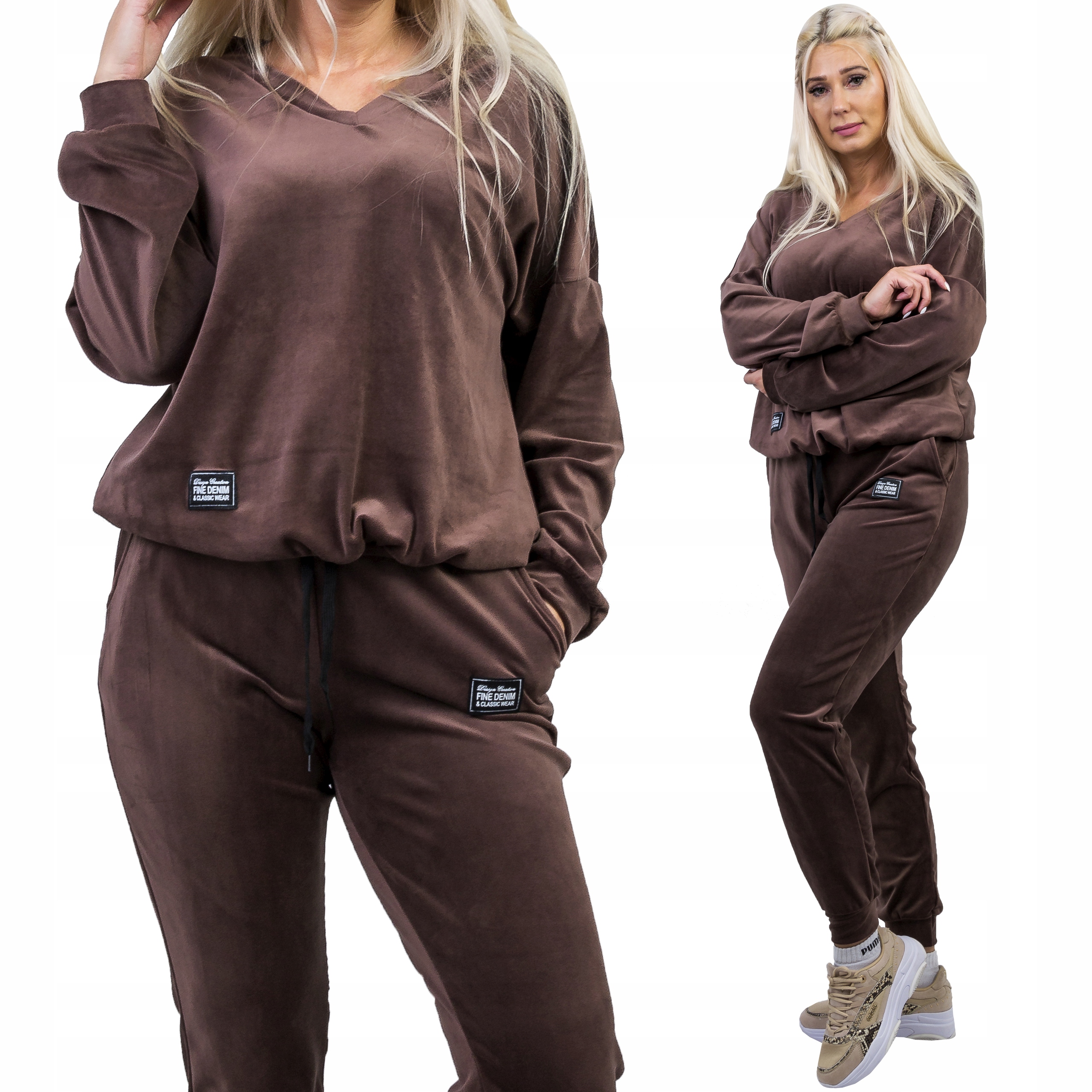 

Z407 Dres Welurowy Z Naszywką Brązowy 46 (3XL)