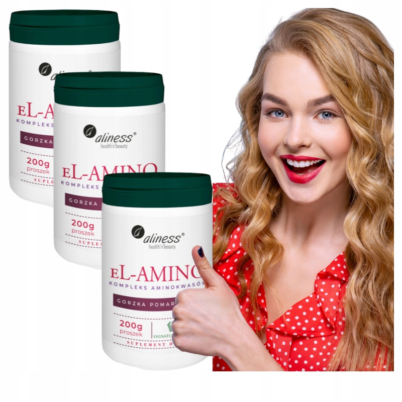 3x Aliness El-Amino Komplex aminokyselin Eaa Vege Prášek 200 g Pomeranč