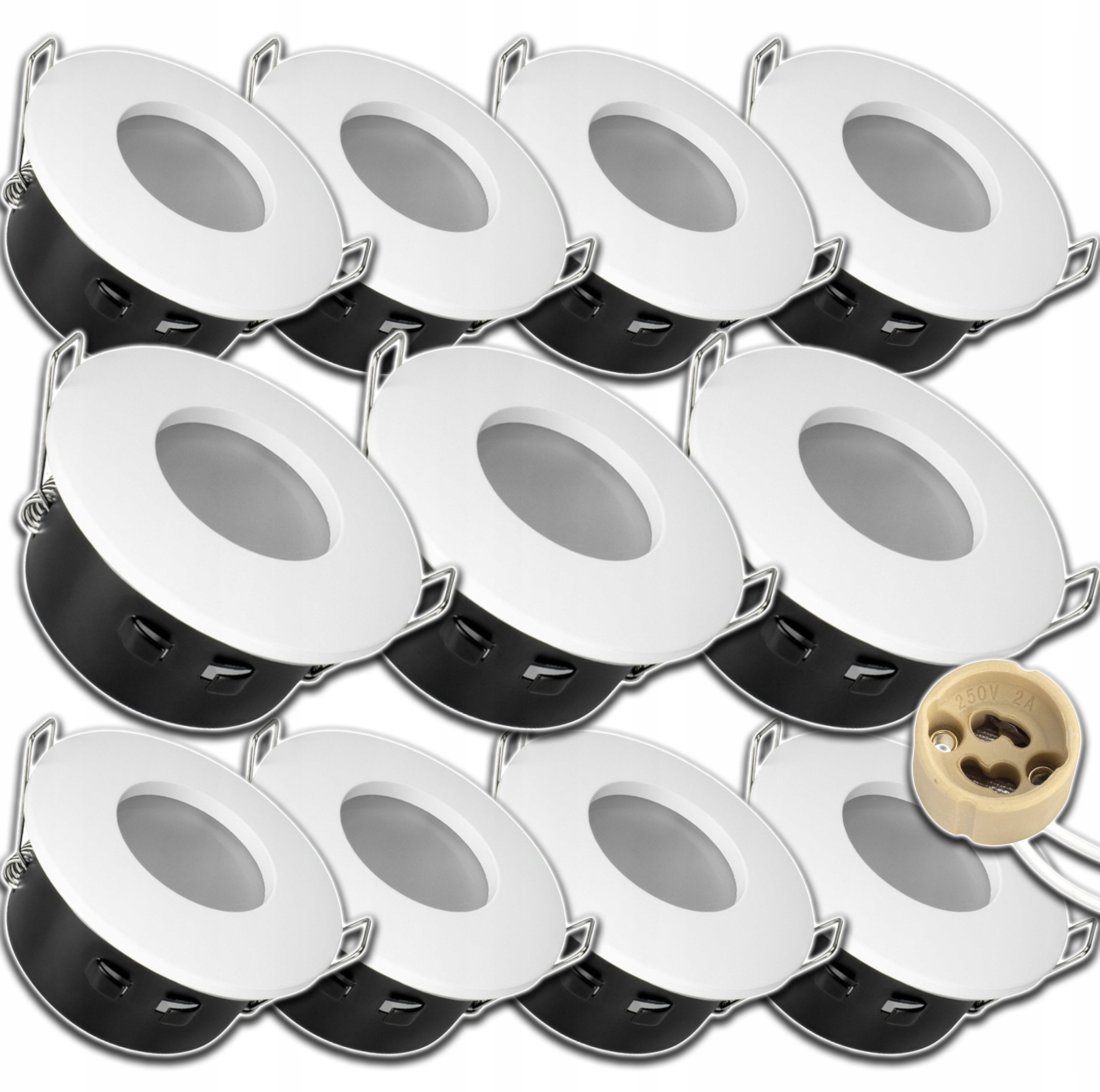 11xHERMETICKÁ Svítidla Halogenová Kulatá Vodotěsná Zásuvka GU10