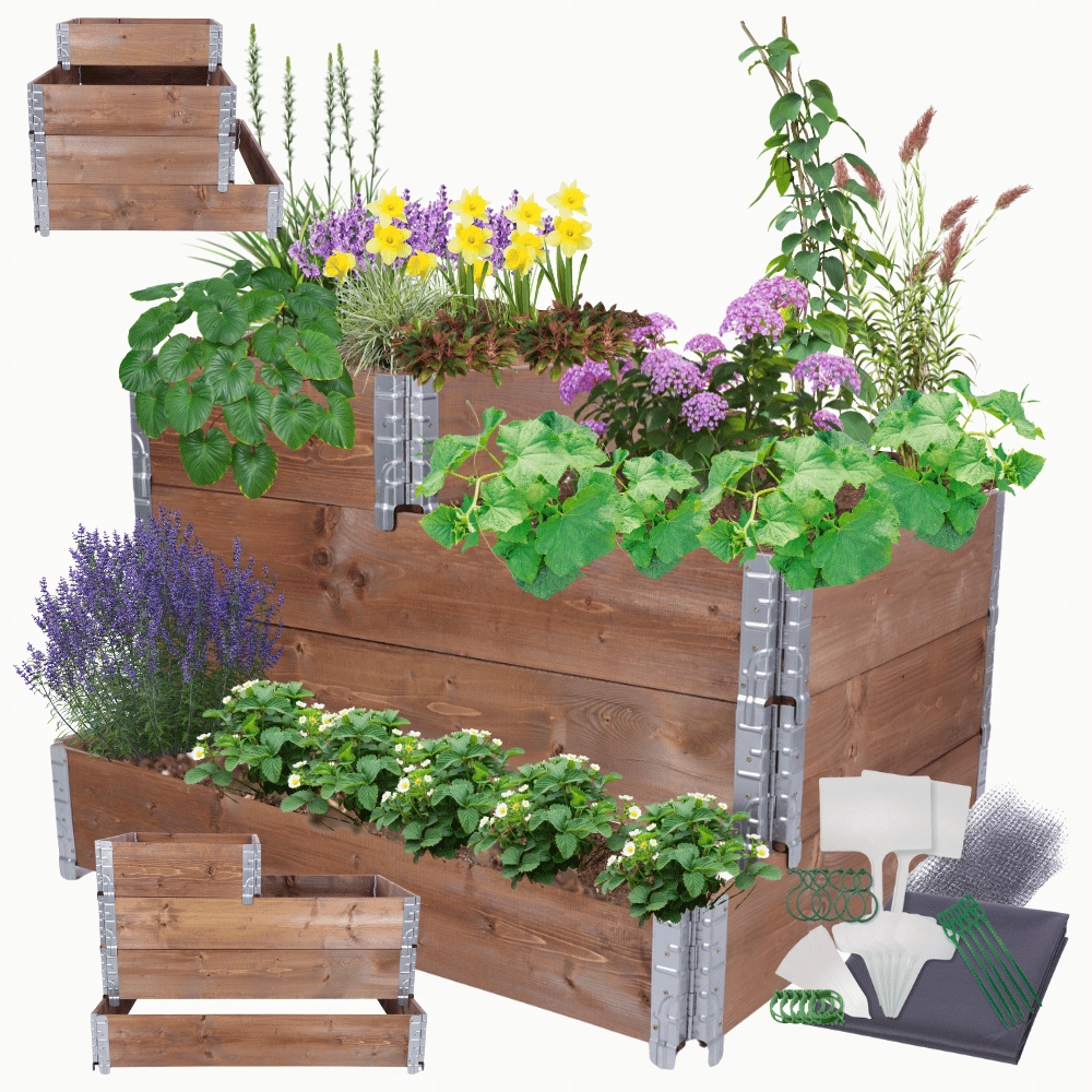 Zeleninový Záhon kaskádový, regulovatelný, vyvýšený záhon, impregnace 60x120x100