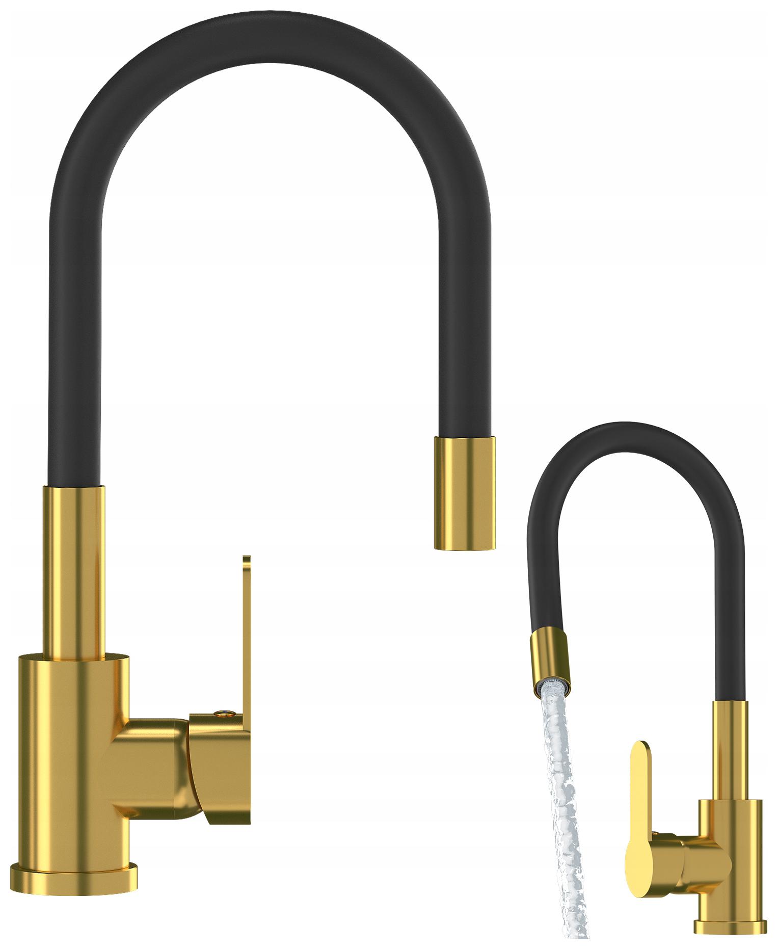 Kuchyňská baterie Kran do kuchyně s výpustí flexibilní Stojící zlatá Grado
