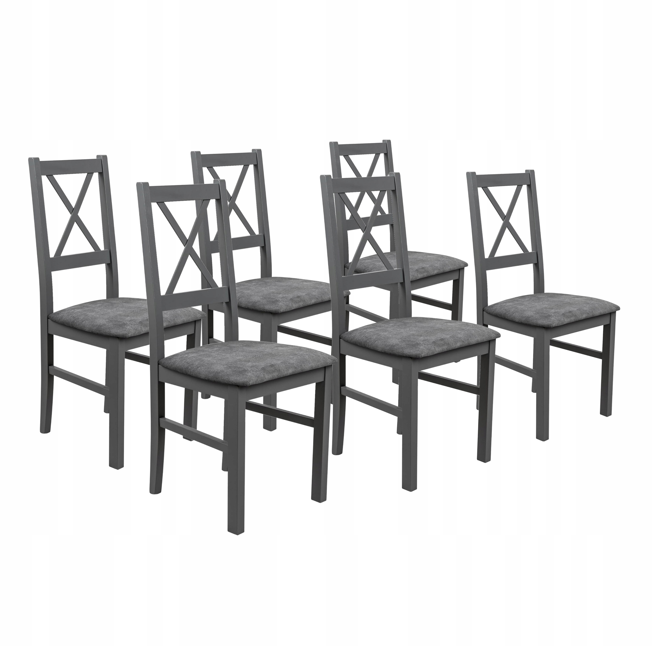 Sada 6x Čalouněná židle do obývacího pokoje Kuchyňská jídelna NIL10 Grafitová