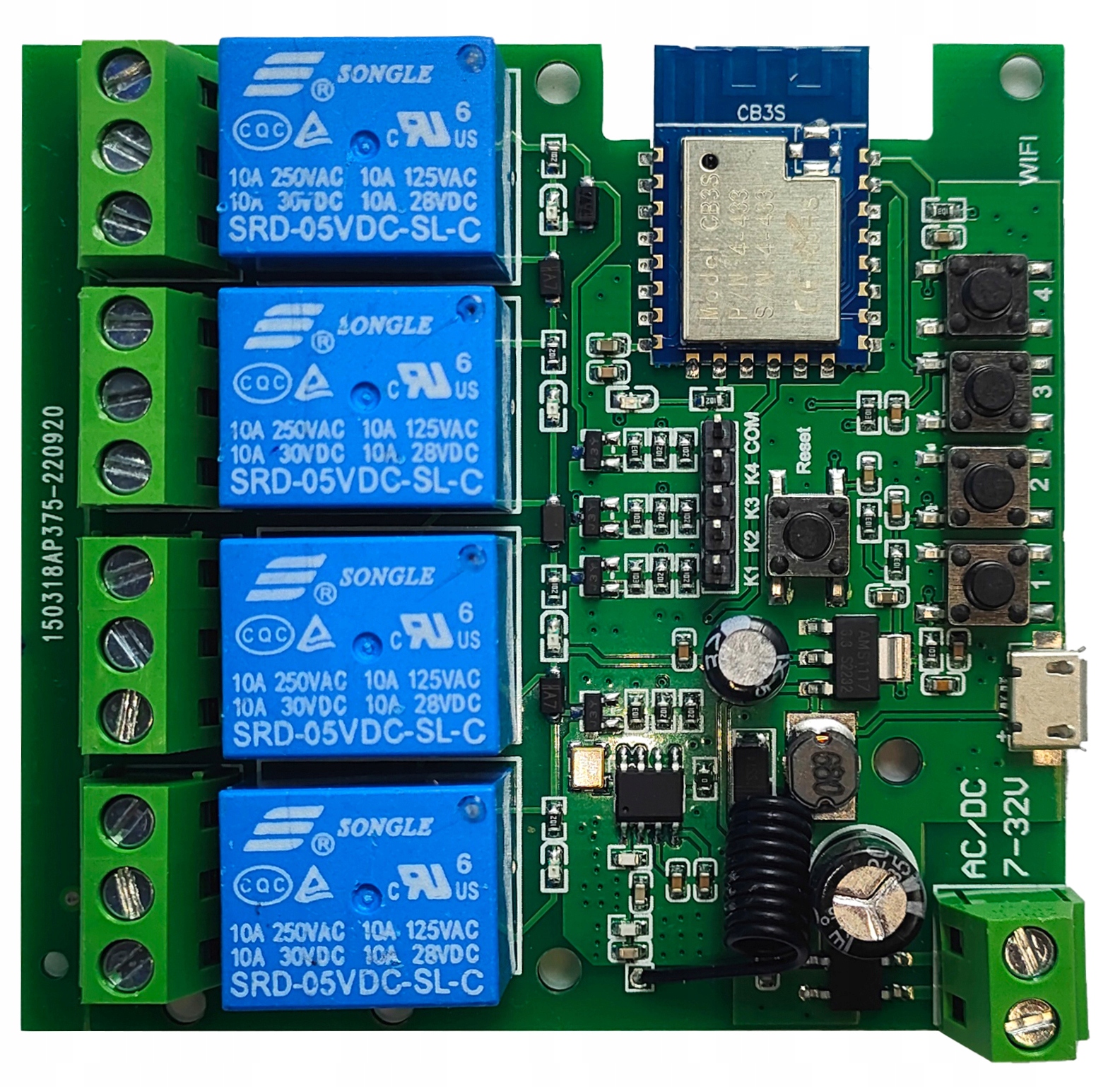 TUYA 4CH DC 5-32V 4 kanały Wifi+RF beznapięciowy