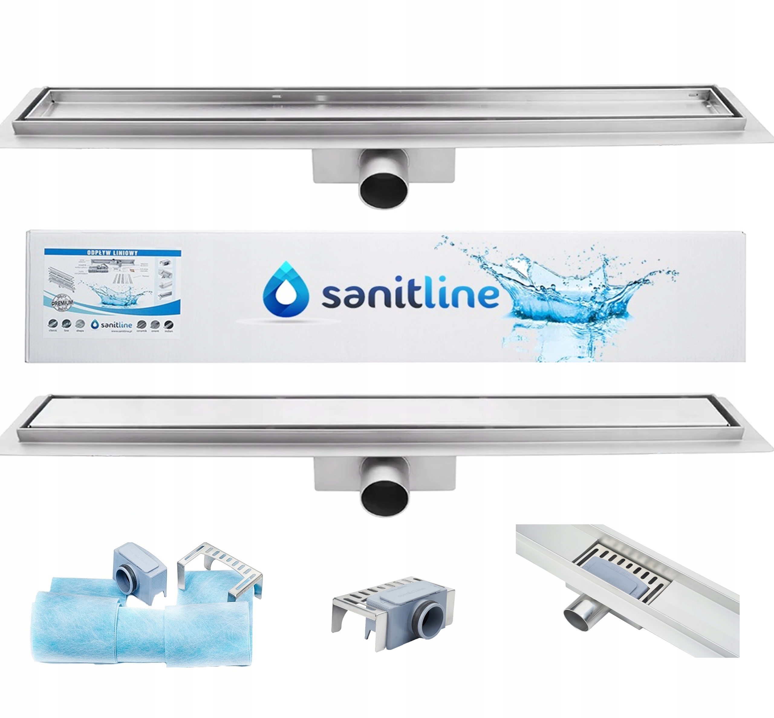 SANITLINE Odpływ liniowy CERAMIK 50cm 2 w 1 POD PŁYTKĘ LUB GŁADKI