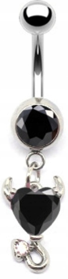 KOLCZYK DO PĘPKA Serduszko, Diabełek SS316L