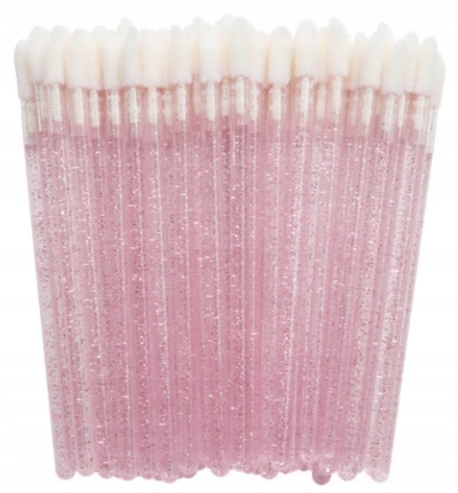 Aplikatory Welurowe Brokat do Rzęs i Ust Różowe 50szt.