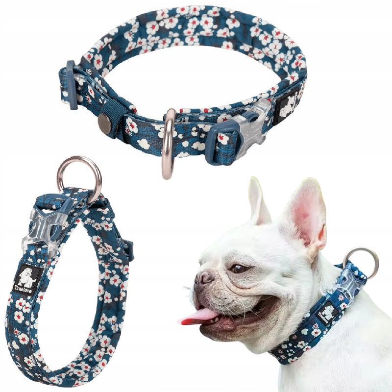 Levně Obojek Pro Psa Lehký Silný Truelove Blossom Granátově Bílý 3XL