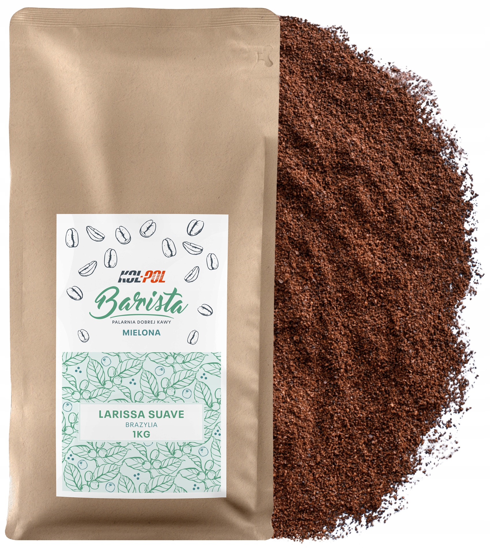 Levně Mletá Káva 1 kg Káva 100% Čerstvě pražená Arabica Larissa Suave x Kol-Pol