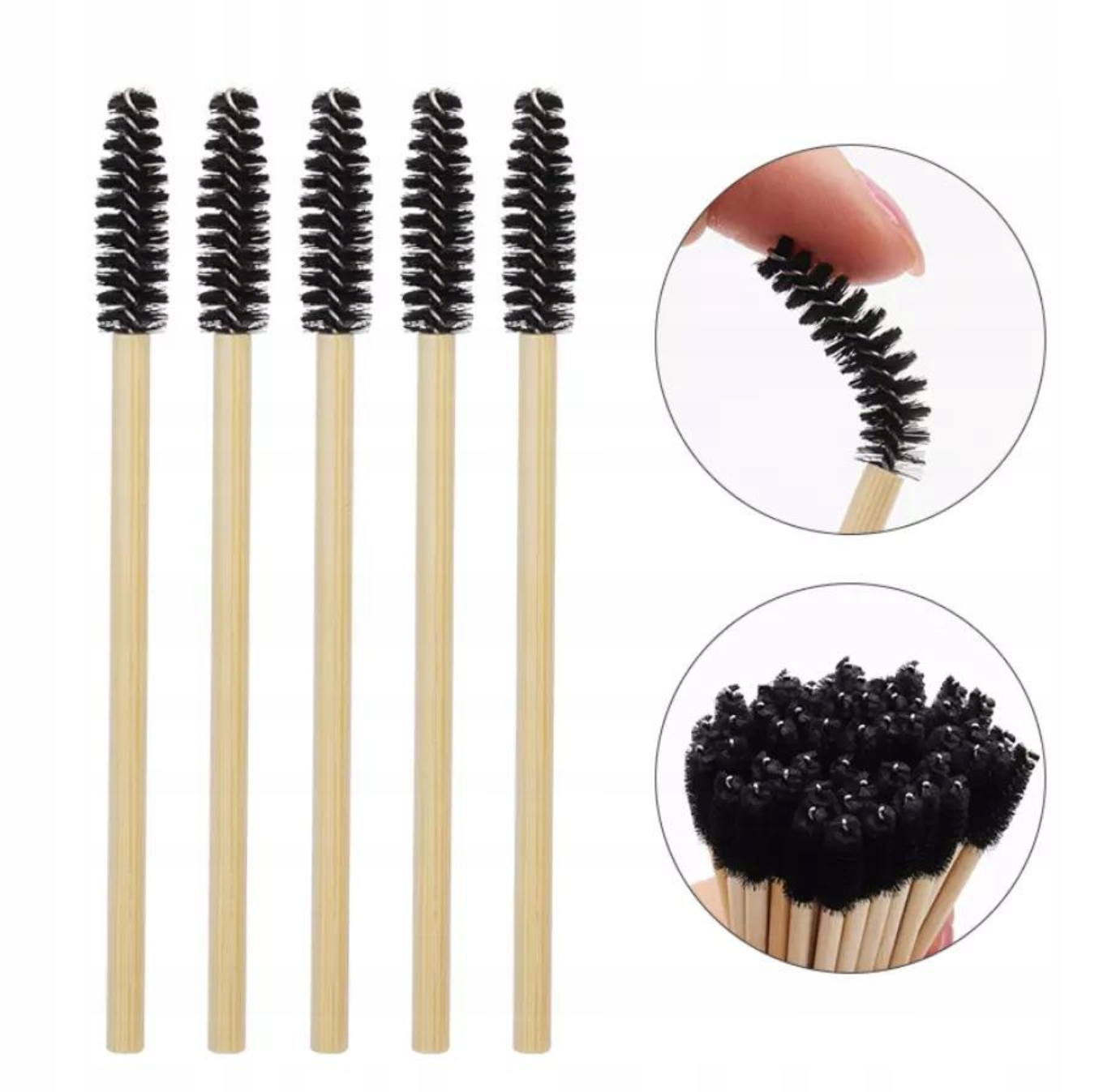 Szczoteczki bambusowe spiralki jednorazowe 50 sztuk czarne do rzęs brwi EAN (GTIN) 5905973891189