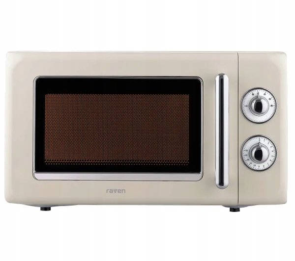 Kuchenka mikrofalowa Raven EKM008 700W 18L Retro Rozmrażanie Timer Beżowa