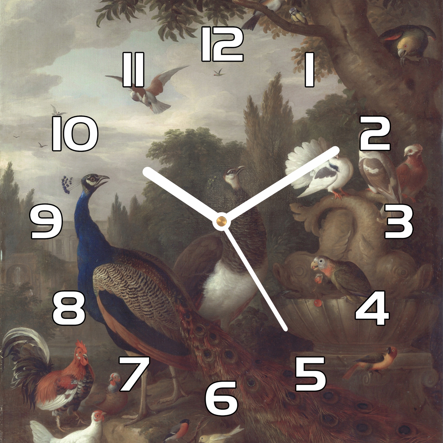

Cichy zegar szklany na ścianę Wiejskie ptaki 30x30