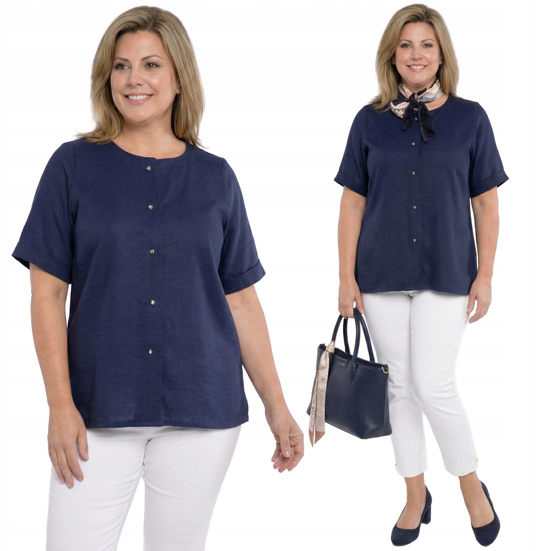 Tmavě modrá halenka s knoflíky plus size velikost 48/50