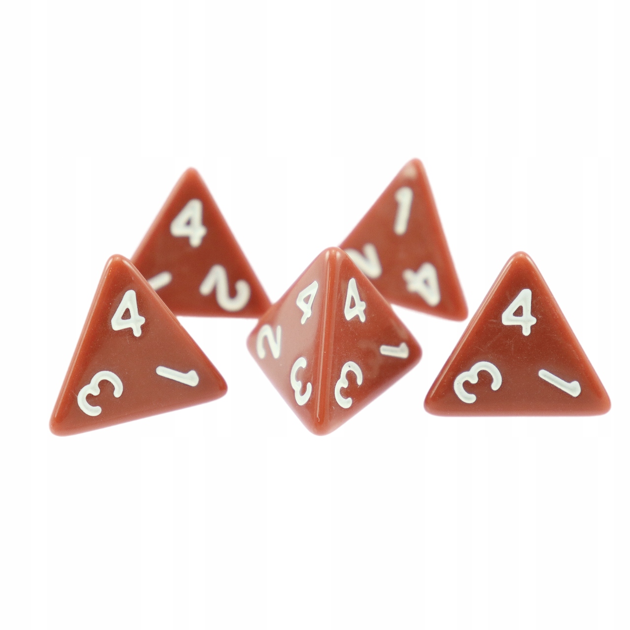 ZESTAW 25 KOSTEK K4 RPG BRĄZOWA KOŚĆ CZTEROŚCIENNA Liczba ścian 4