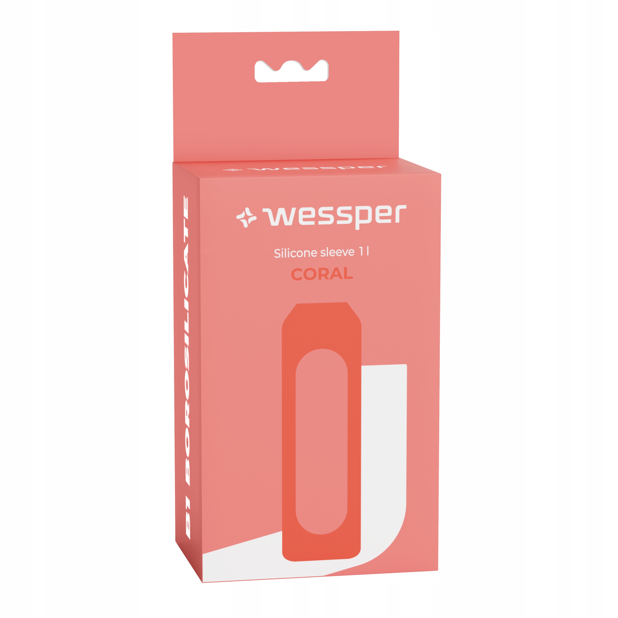 Silikonowe etui do butelki szklanej Wessper B1 Borosilicate 1l koralowy