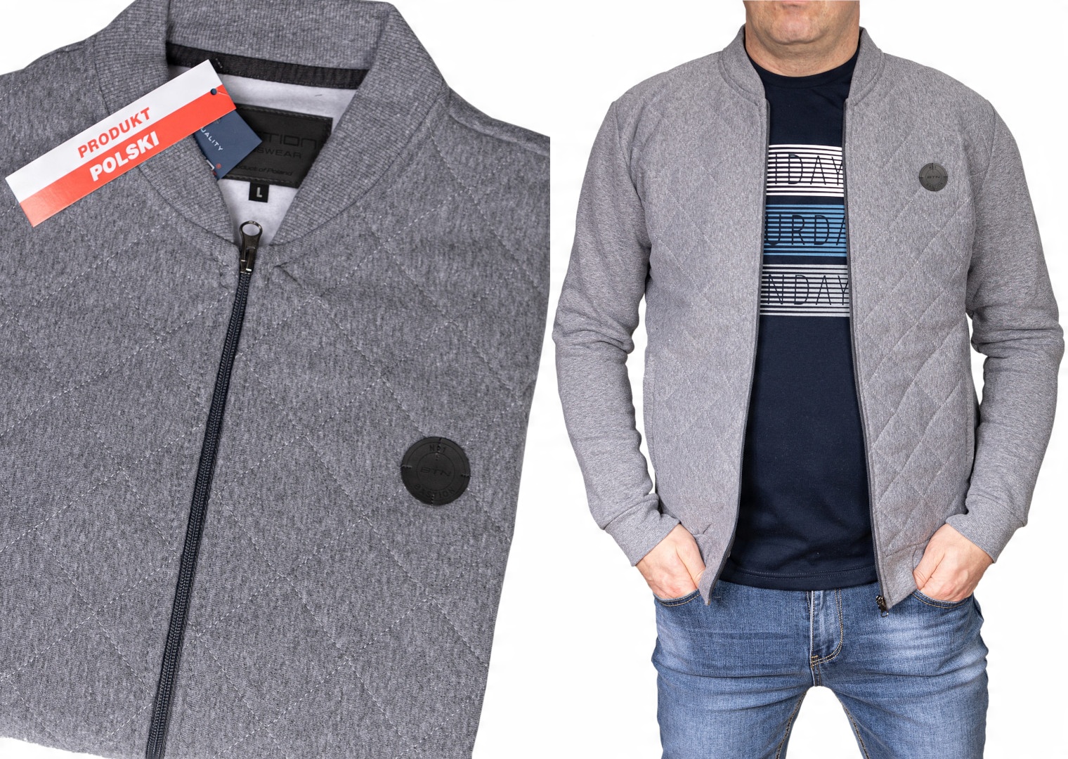 

Bluza męska szara bomberka Bastion na zamek 3XL