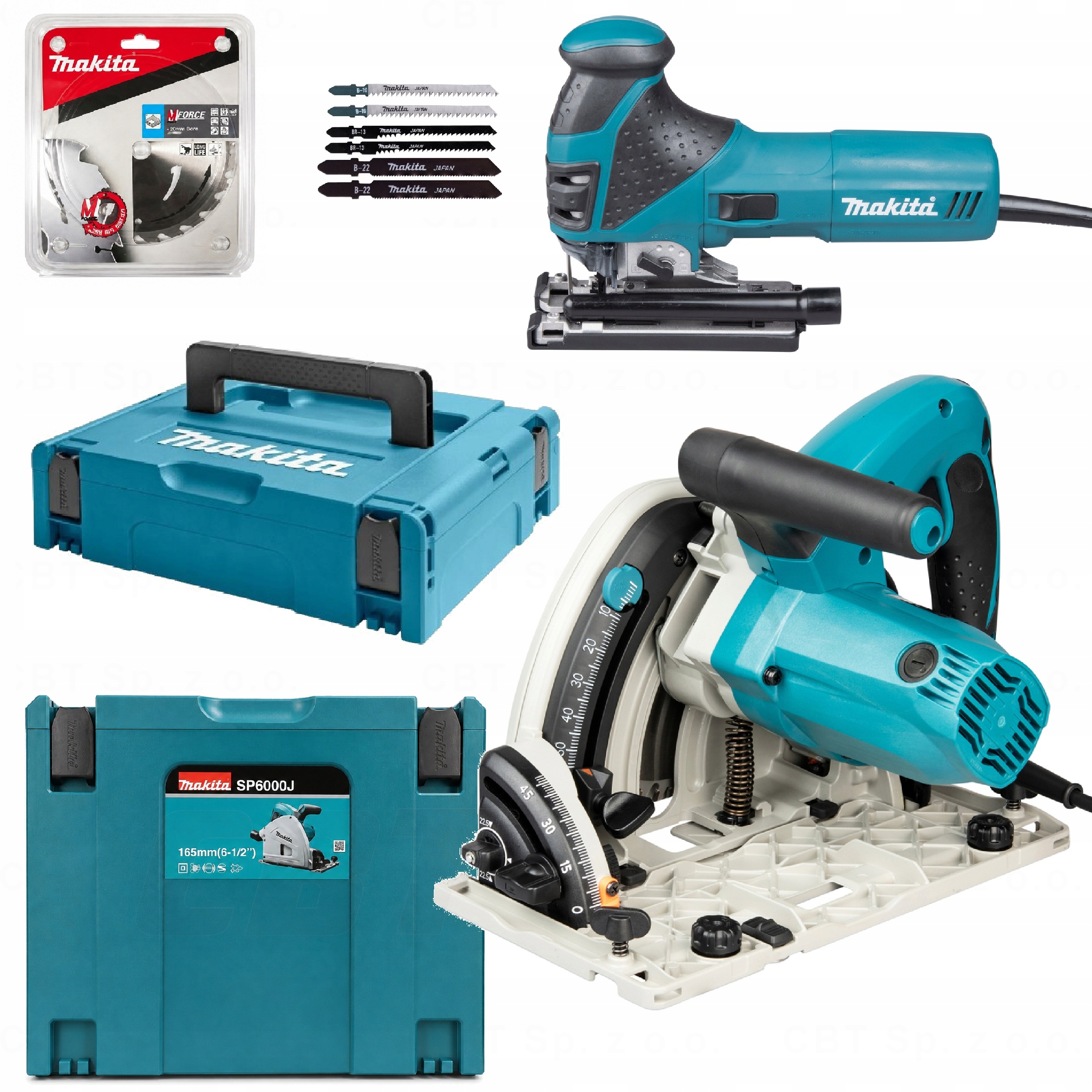 Zestaw Makita Narzędzi Zagłębiarka SP6000J Wyrzynarka 4351FCTJ MAKPACX2