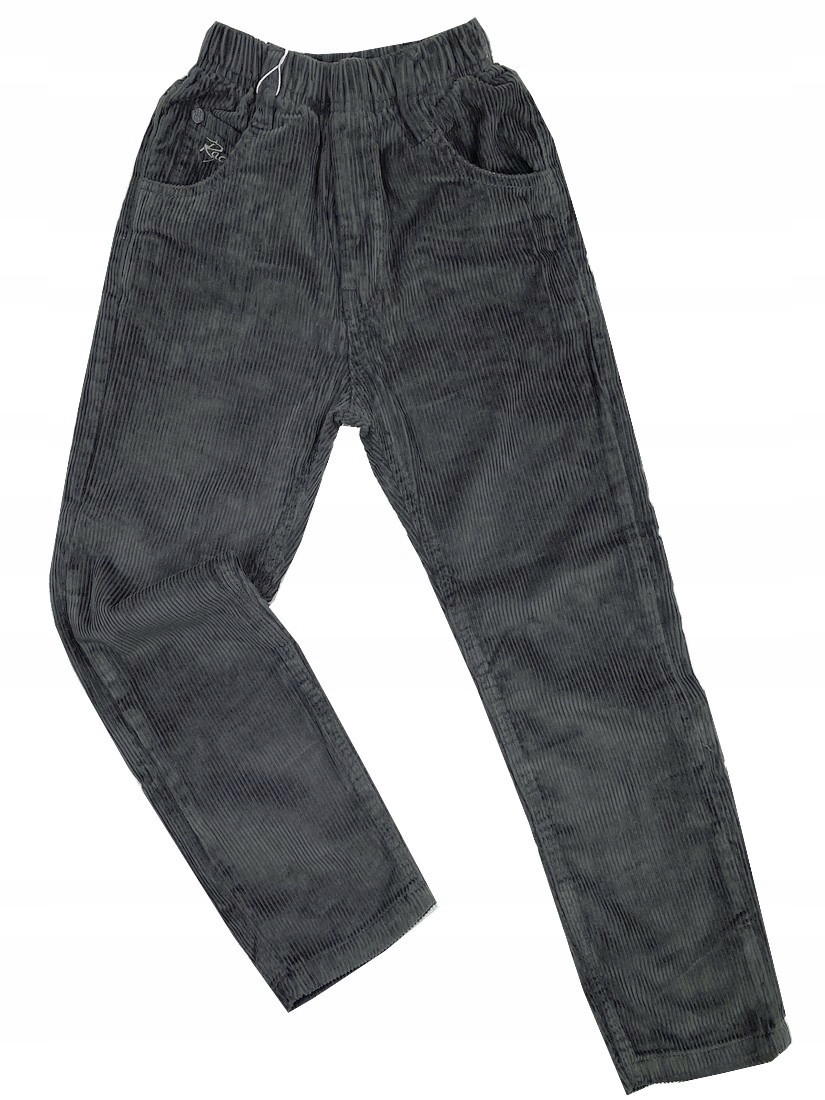 SPODNIE sztruksy w gumkę RACERS r 140 cm DARK