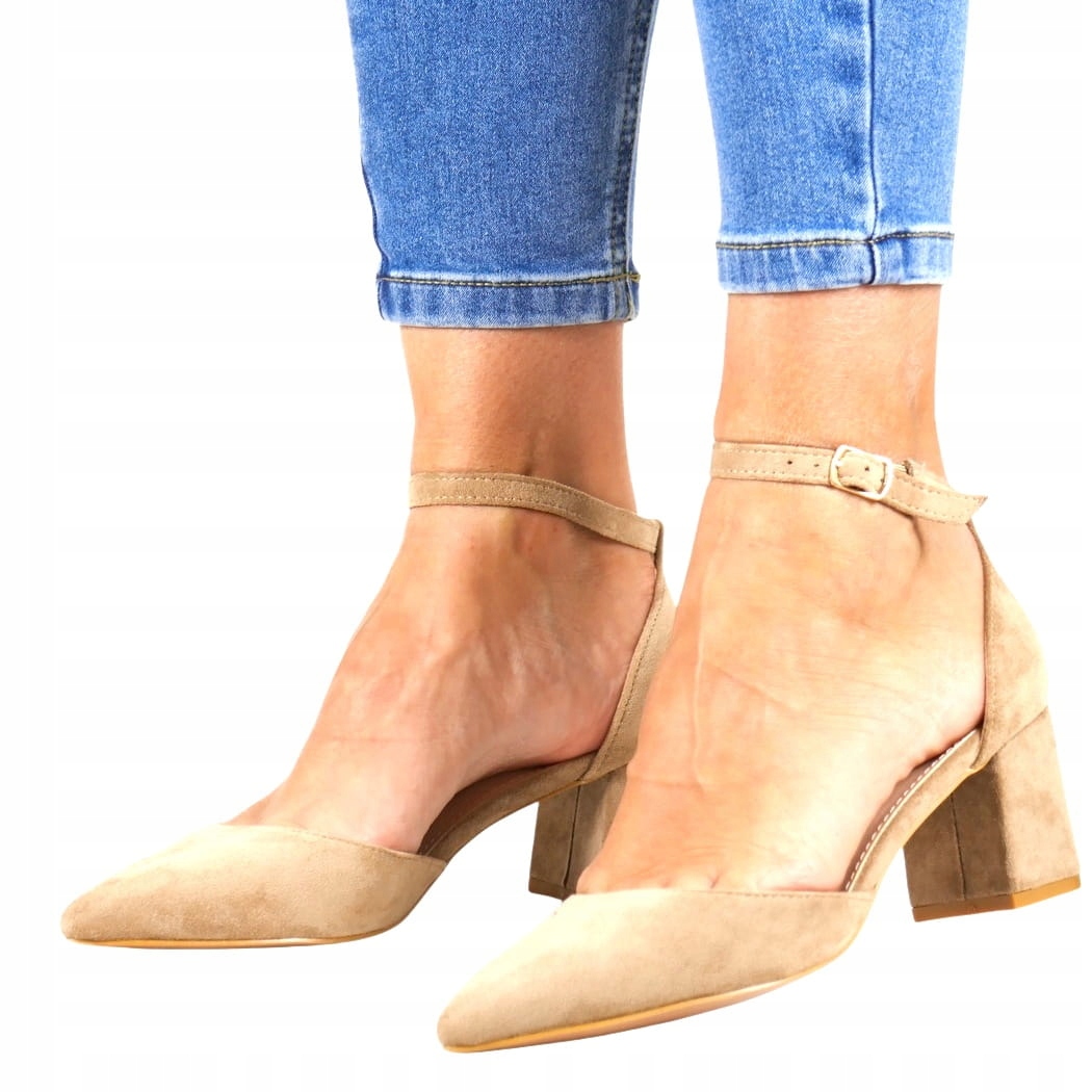 Lodičky Se Semišovým Páskem Khaki, Béžové, S Nízkým Kotníkem, Pohodlný Top, Velikost 38