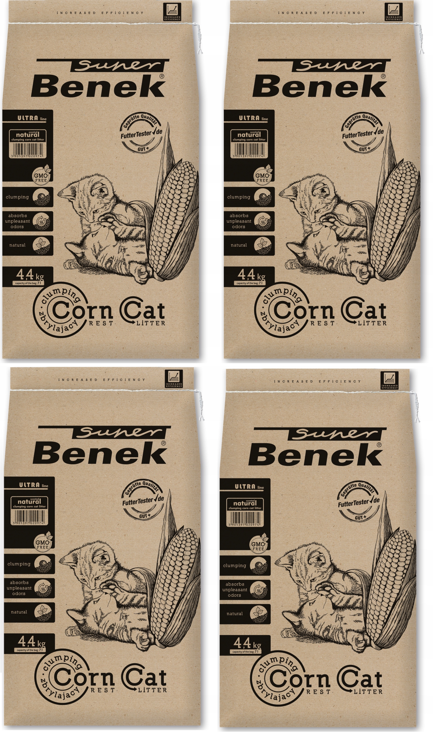 Żwirek Kukurydziany dla kota Benek Corn Cat Ultra 28L Drobny Corn Compact