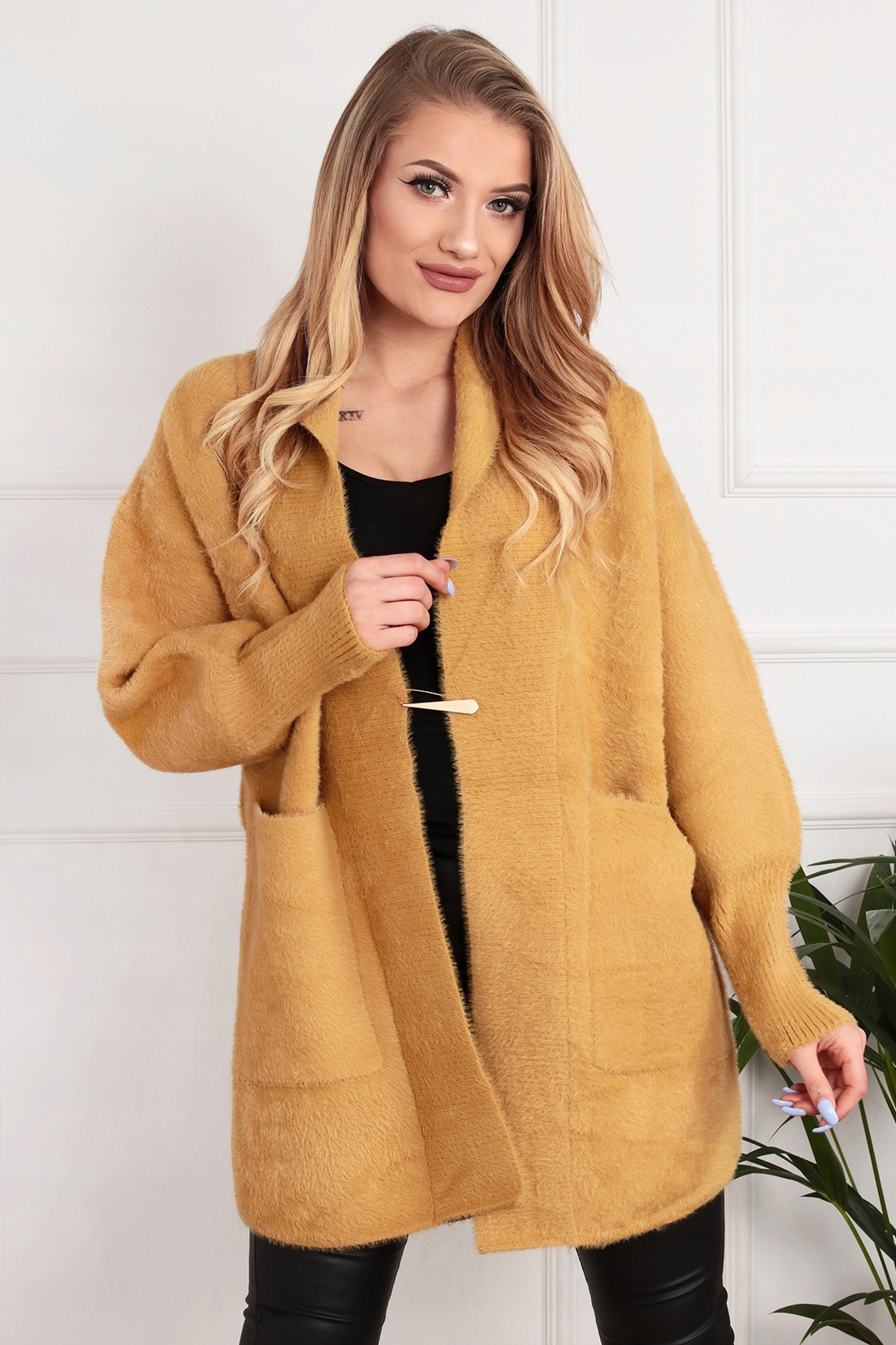 ALPAKA NARZUTKA SWETER AGRAFKA MUSZTARDOWY 2044 Marka inna