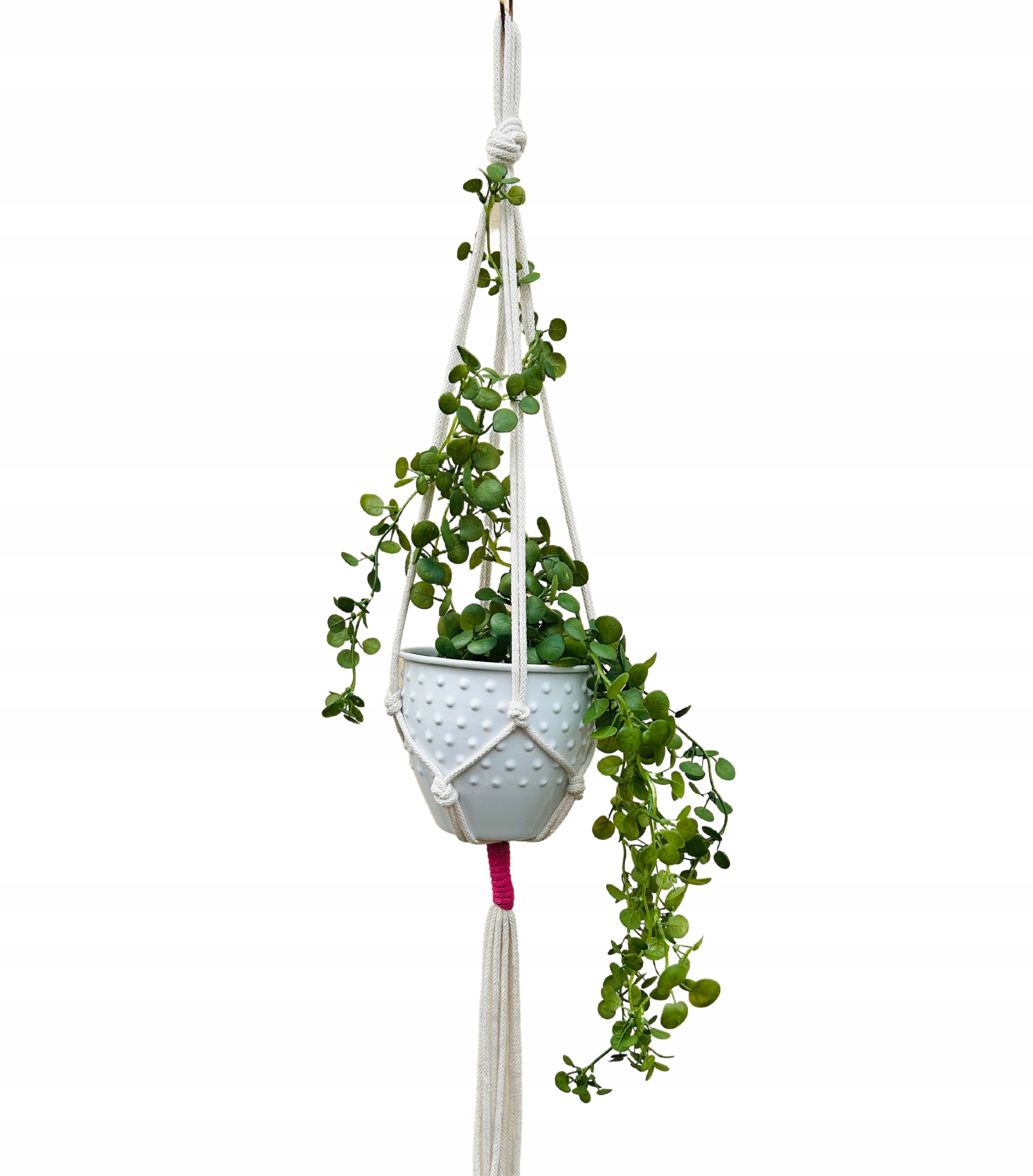 

Kwietnik wiszący makrama dwukolorowy