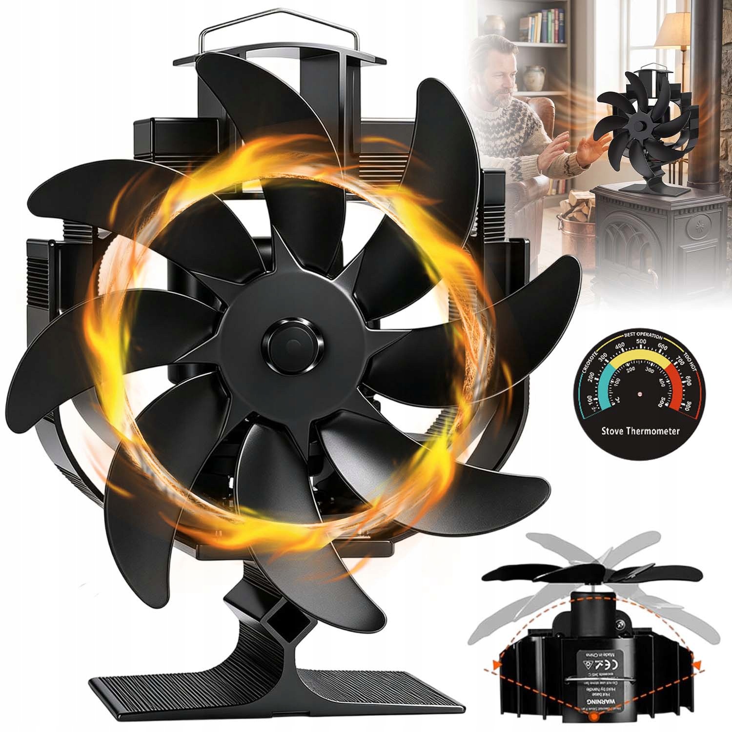Krbový Ventilátor 8 Lopatek, Motory S Teploměrem Nevyžadují Baterie
