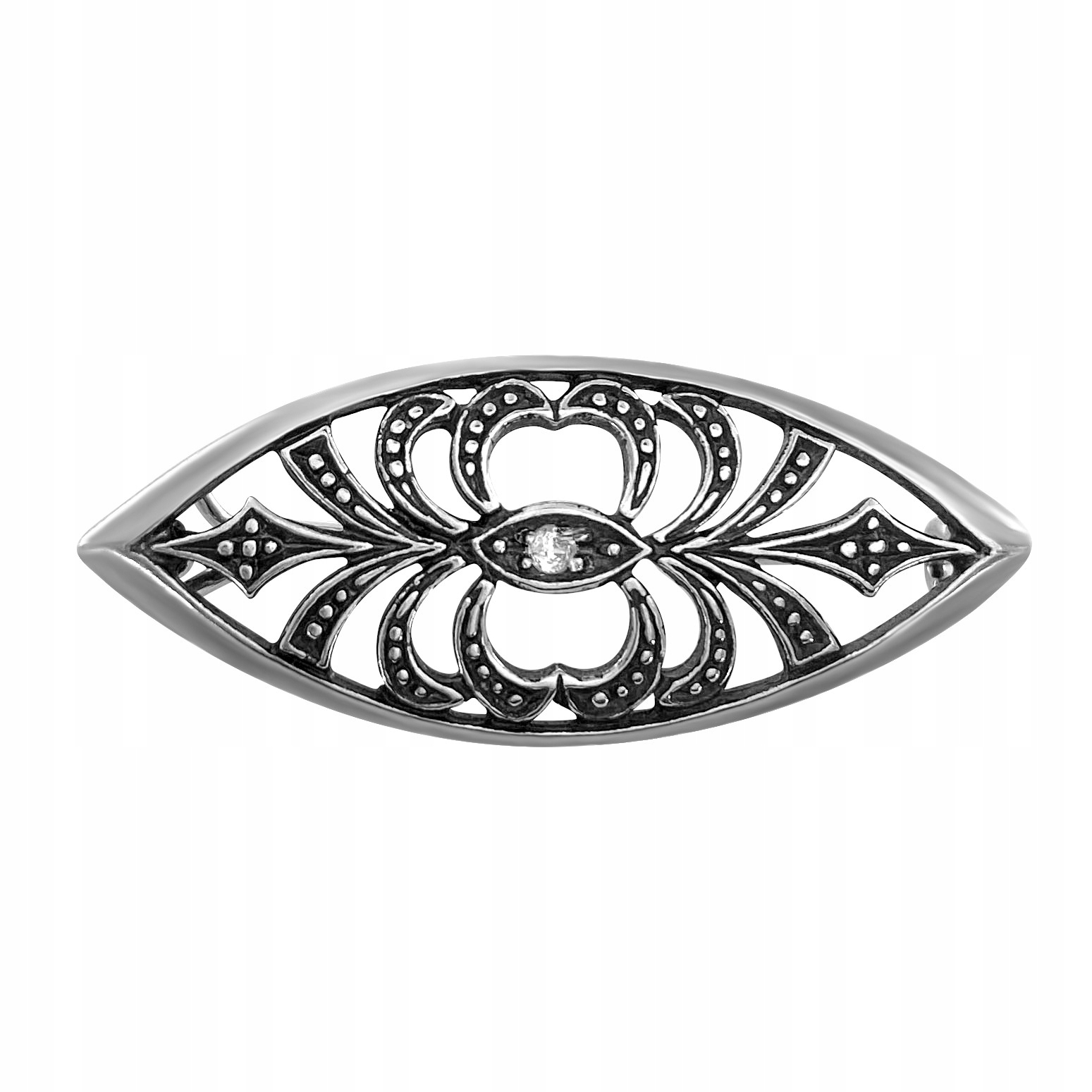 Postříbřená Starožitná Brož V Orientálním Stylu, Stříbro 925