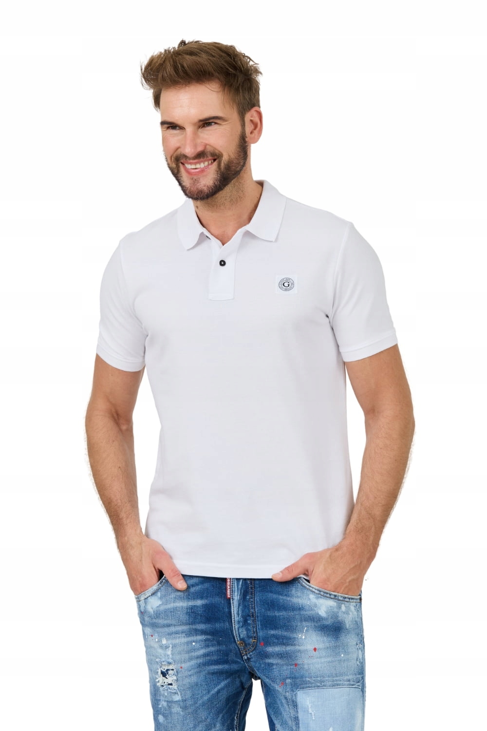 Guess Bílé polo Washed M