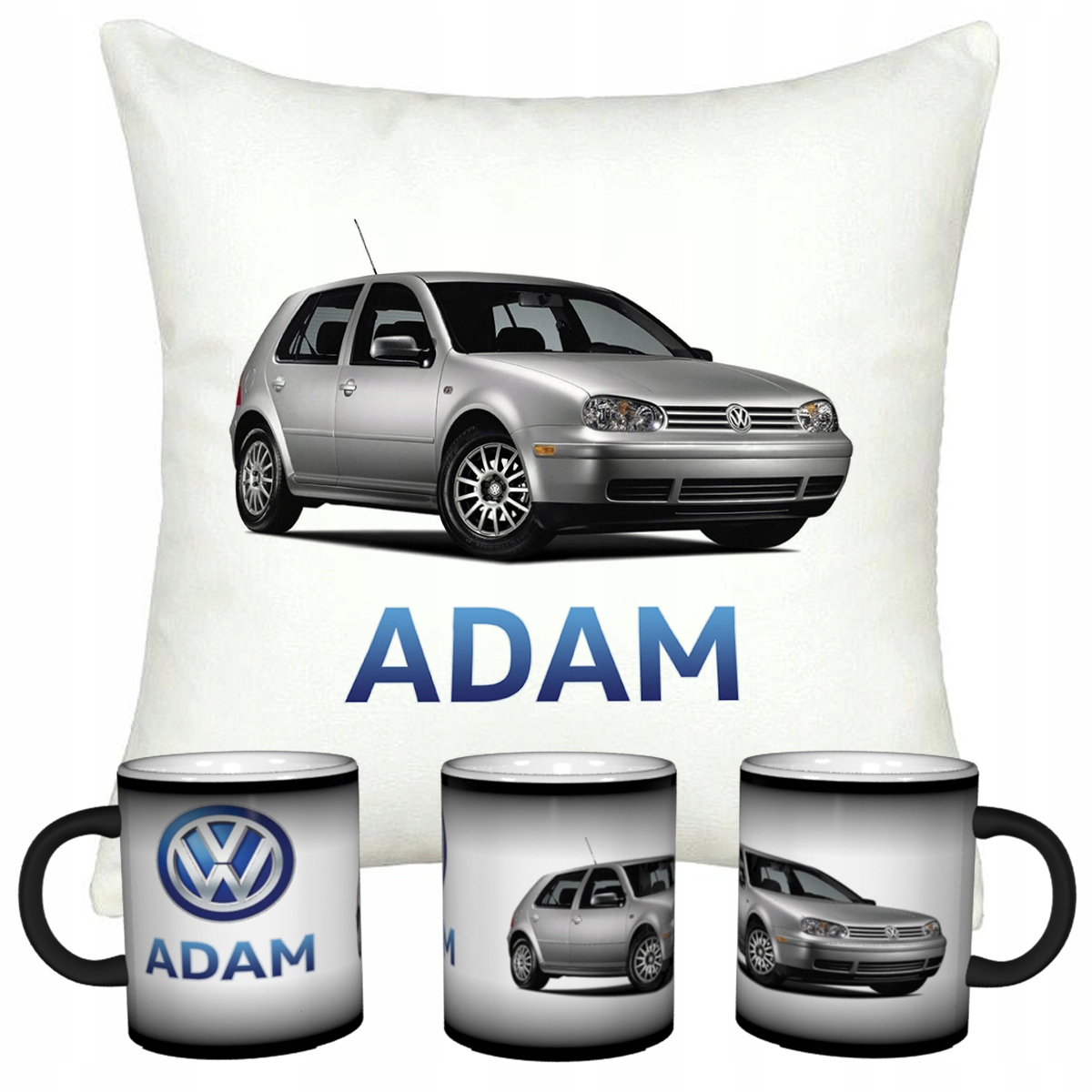 ZESTAW VOLKSWAGEN MAGICZNY KUBEK + PODUSZKA + IMIE