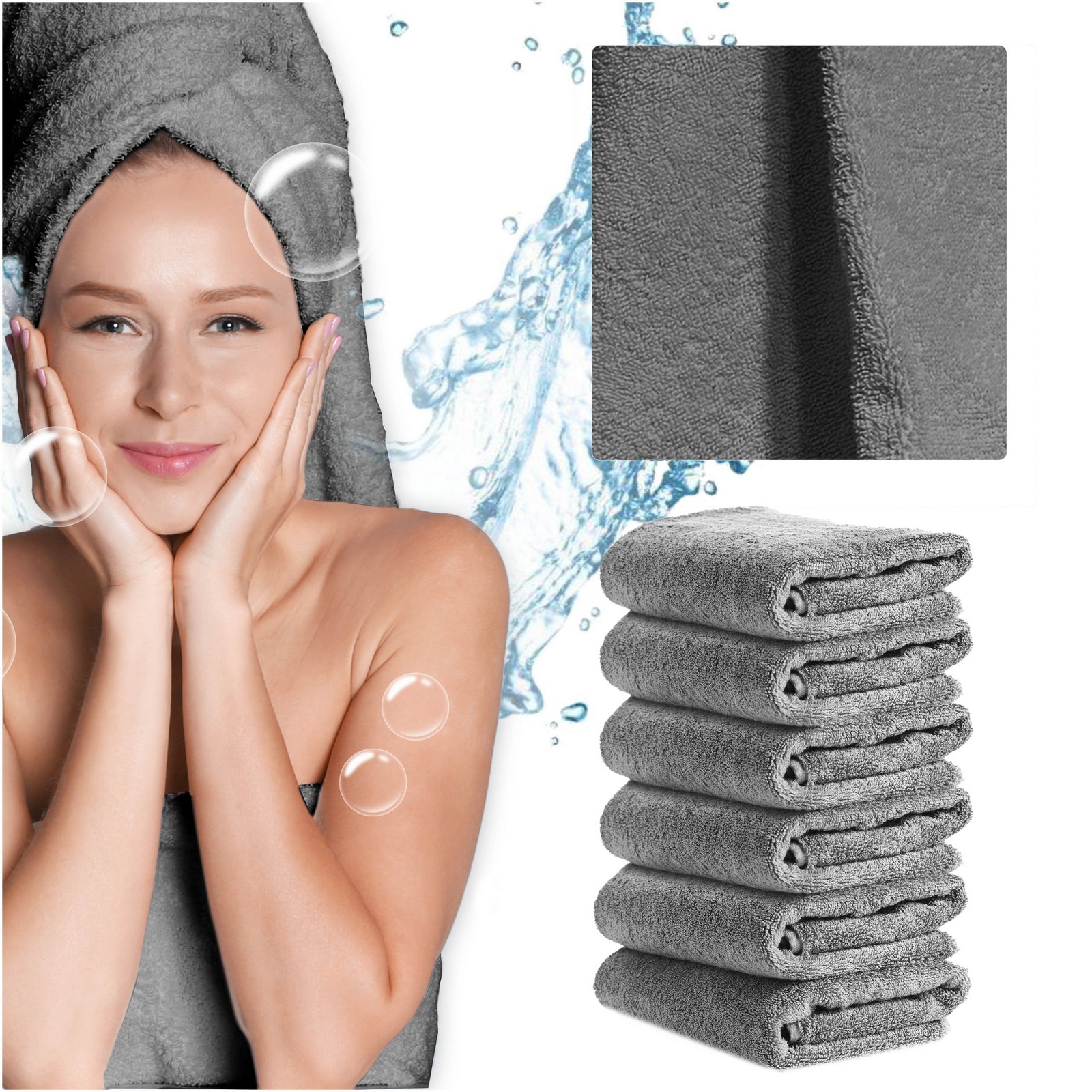 Sada 6 Velkých rychleschnoucích ručníků 70x140 bavlněných