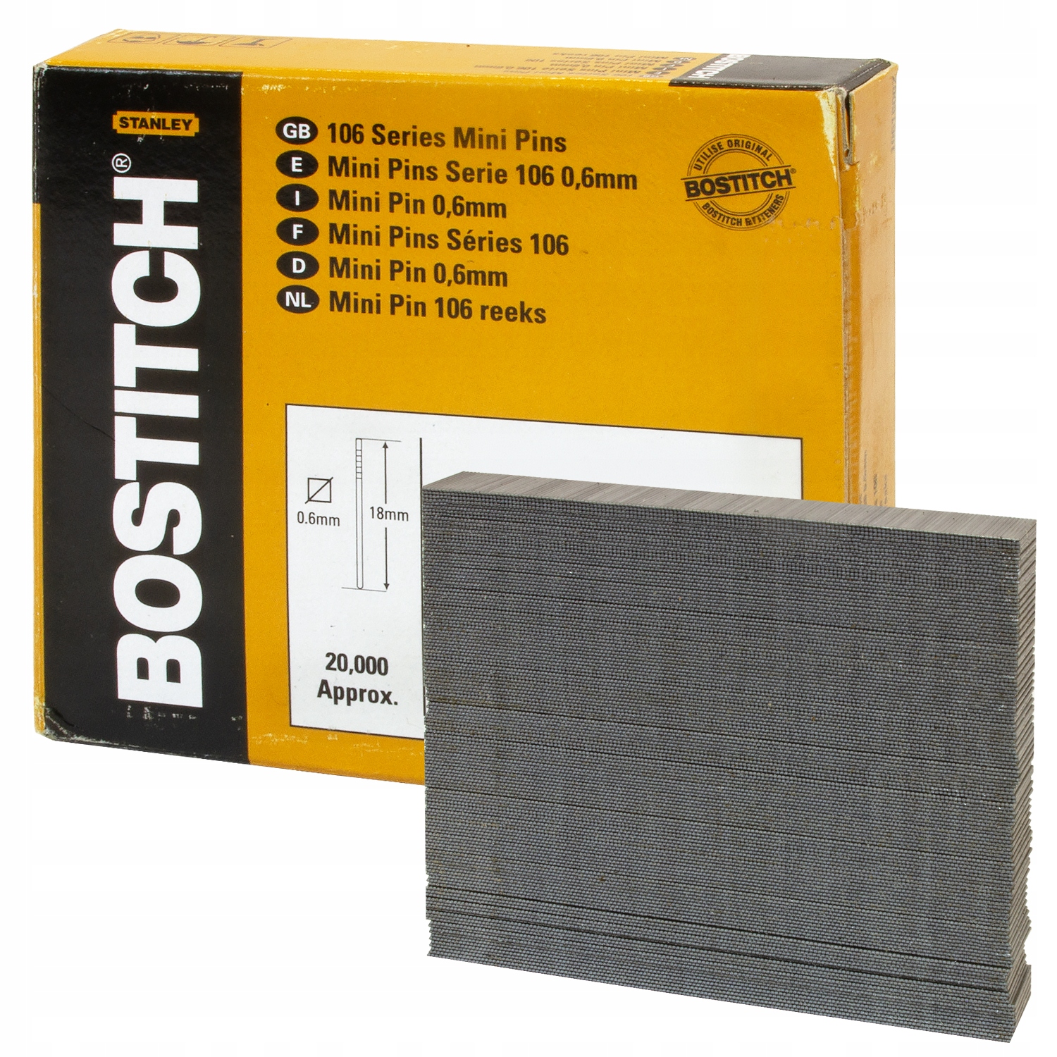 Sztyft gwoździe bezłebkowe do drewna typ Al 90° 6/18 mm Bostitch 20.000 szt