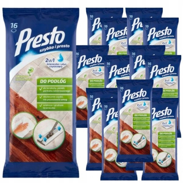 

Ściereczki nawilżane mokre Presto do podłóg Pakiet