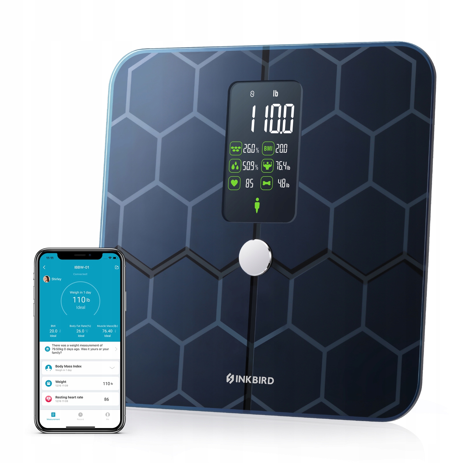 Chytrá váha Inkbird Bluetooth s analýzou 19 tělesných ukazatelů