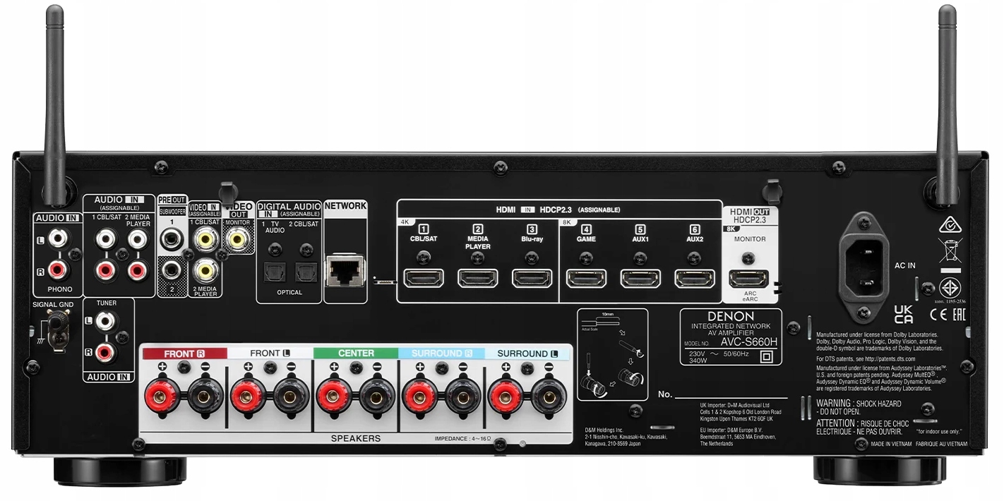 Дали Оберон яскравий дуб, кінотеатр 5.0 з DENON AVC-S660H звукова система 5.0