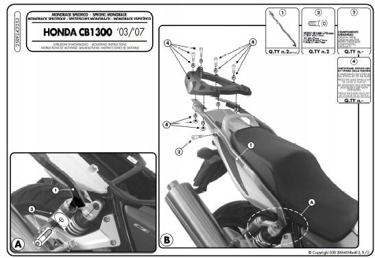 Kappa Rám Centrálneho Kufra Honda Cb 1300/S (03-09) (bez Dosky) ()