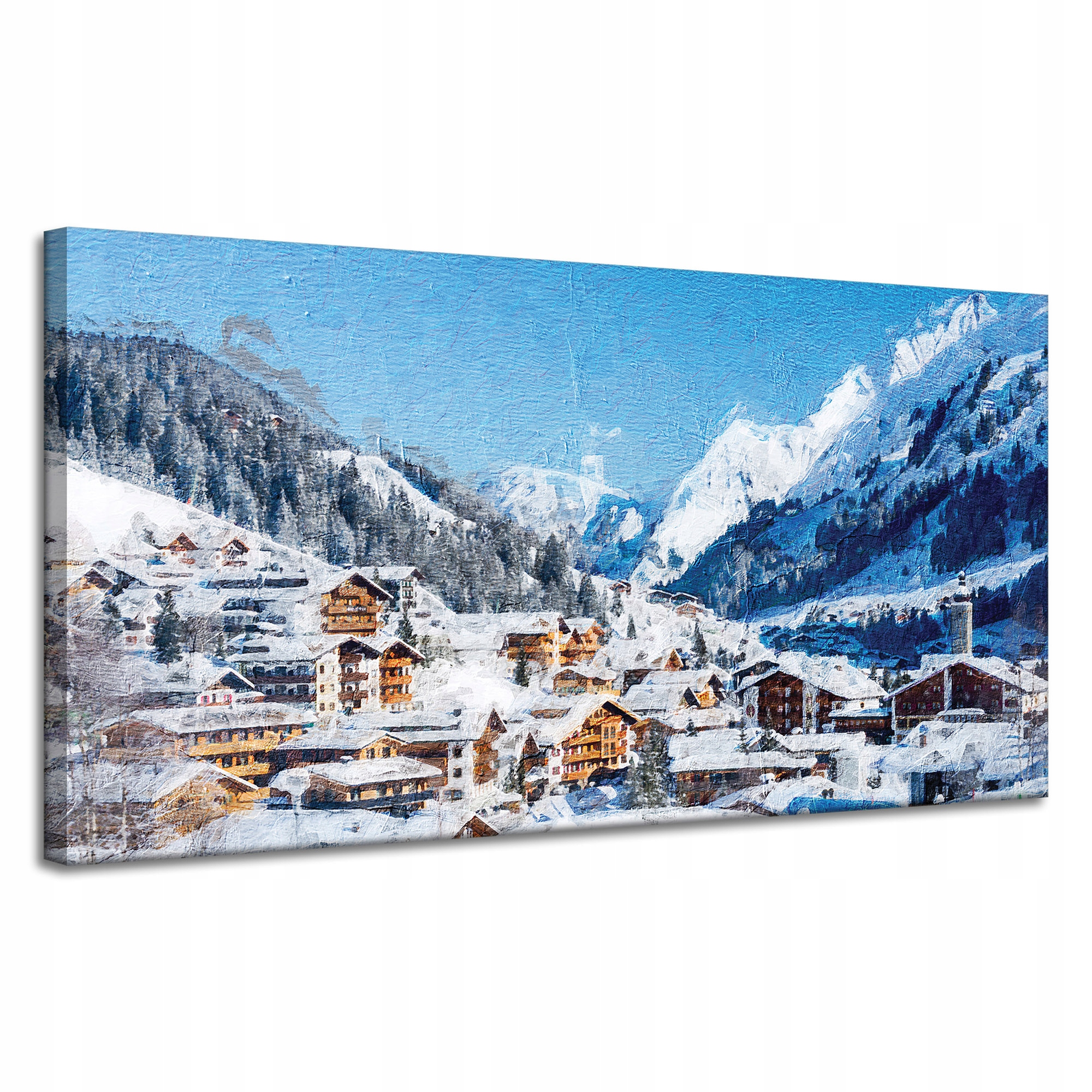 Obraz na plátně Sněhová vesnice uprostřed hor Zima 120x60 cm