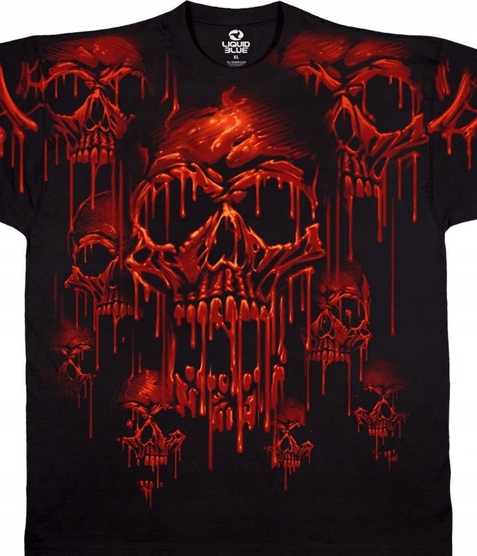 Liquid Blue Pánské bavlněné tričko Acid Rain Skulls černé M