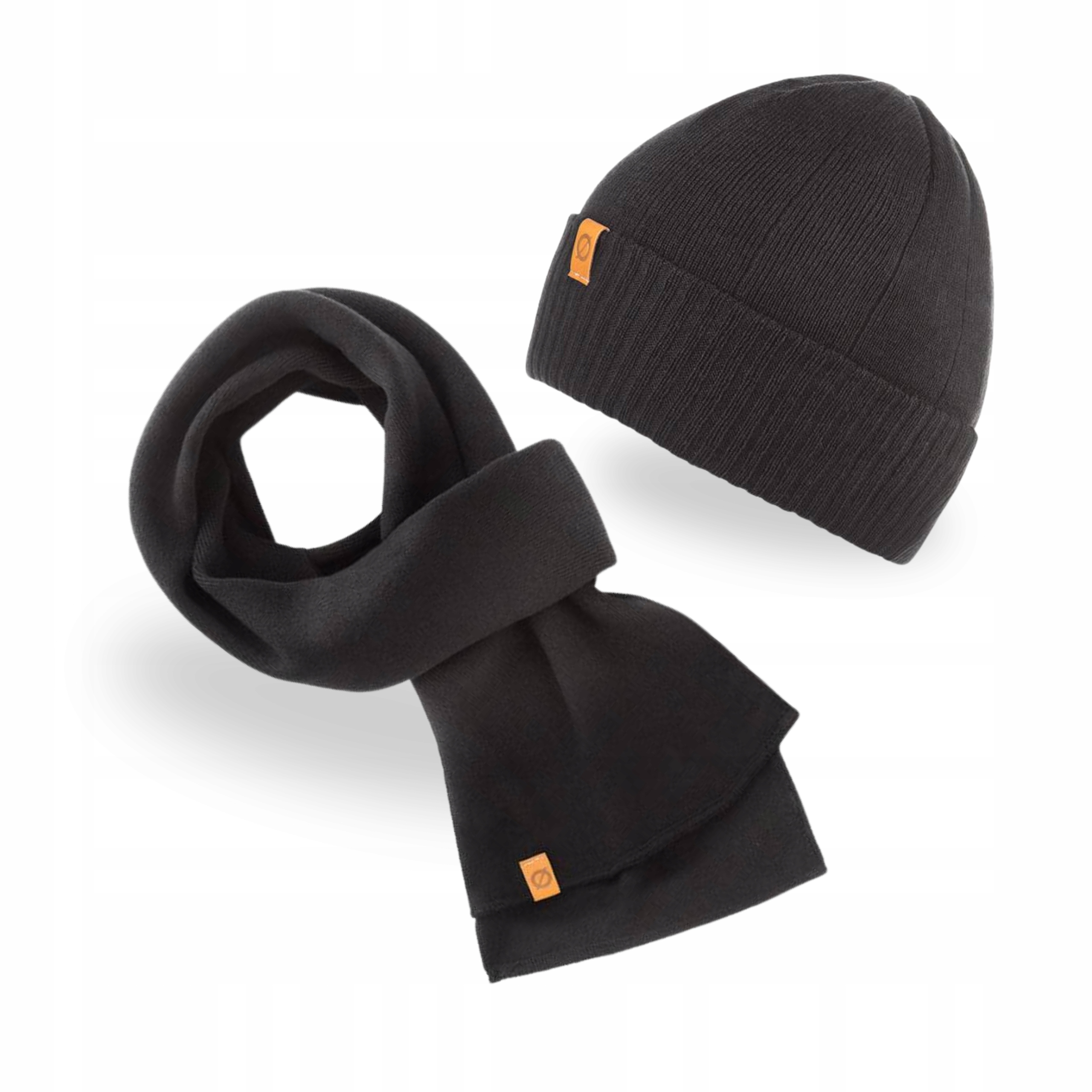 Pánský zimní set 2v1 Čepice Sklápěcí šátek Hladký Brodrene Černý
