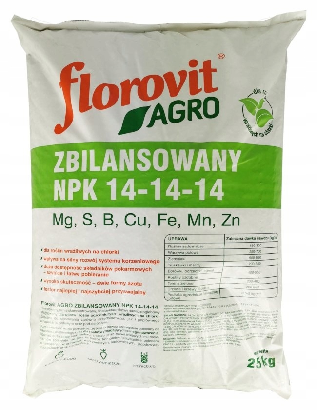 Nawóz Zrównoważony Npk 14-14-14 25kg Florovit Agro