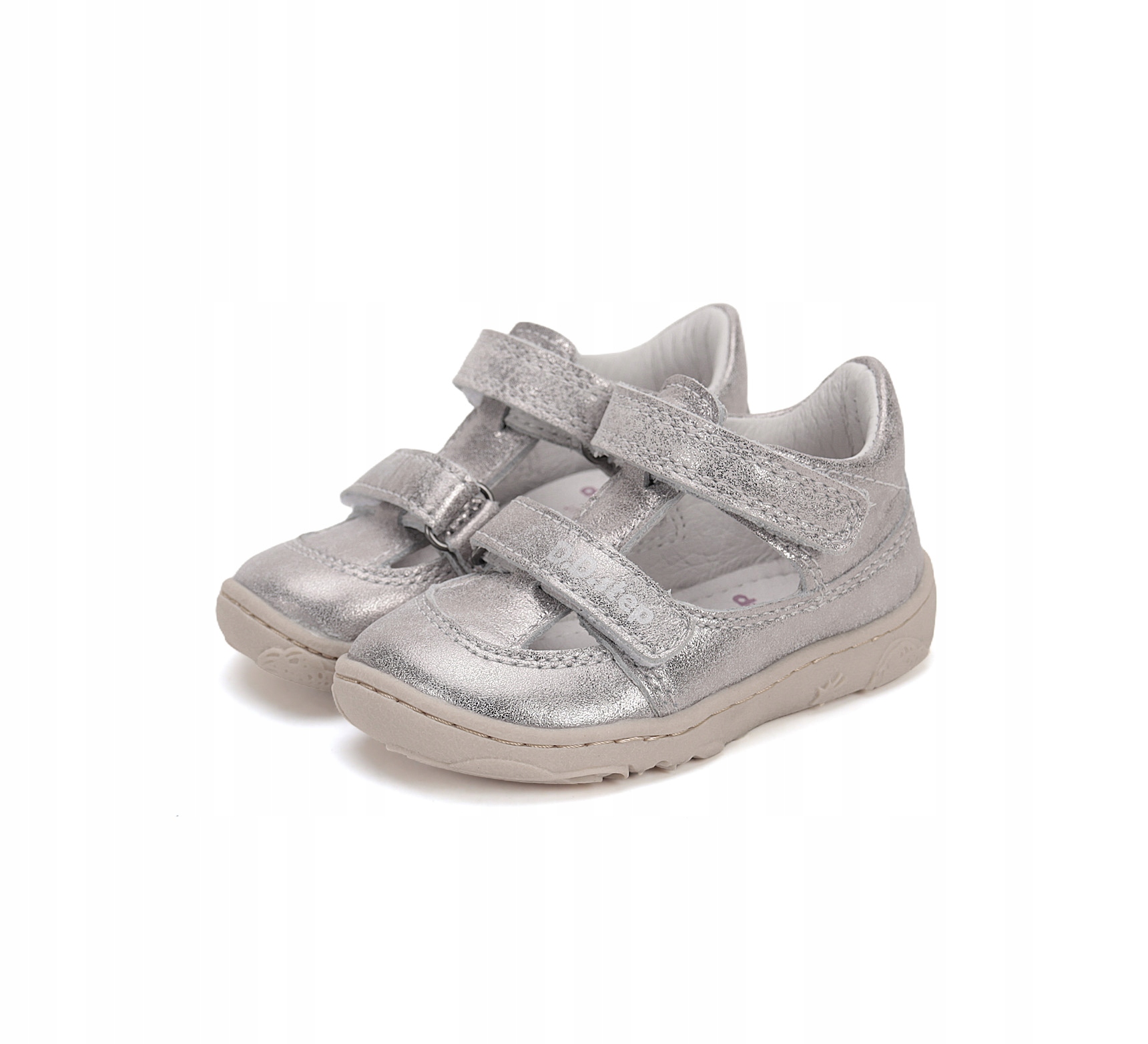 D.D. Step półbuty Barefoot ze skóry naturalnej H077-51734 Silver r.21